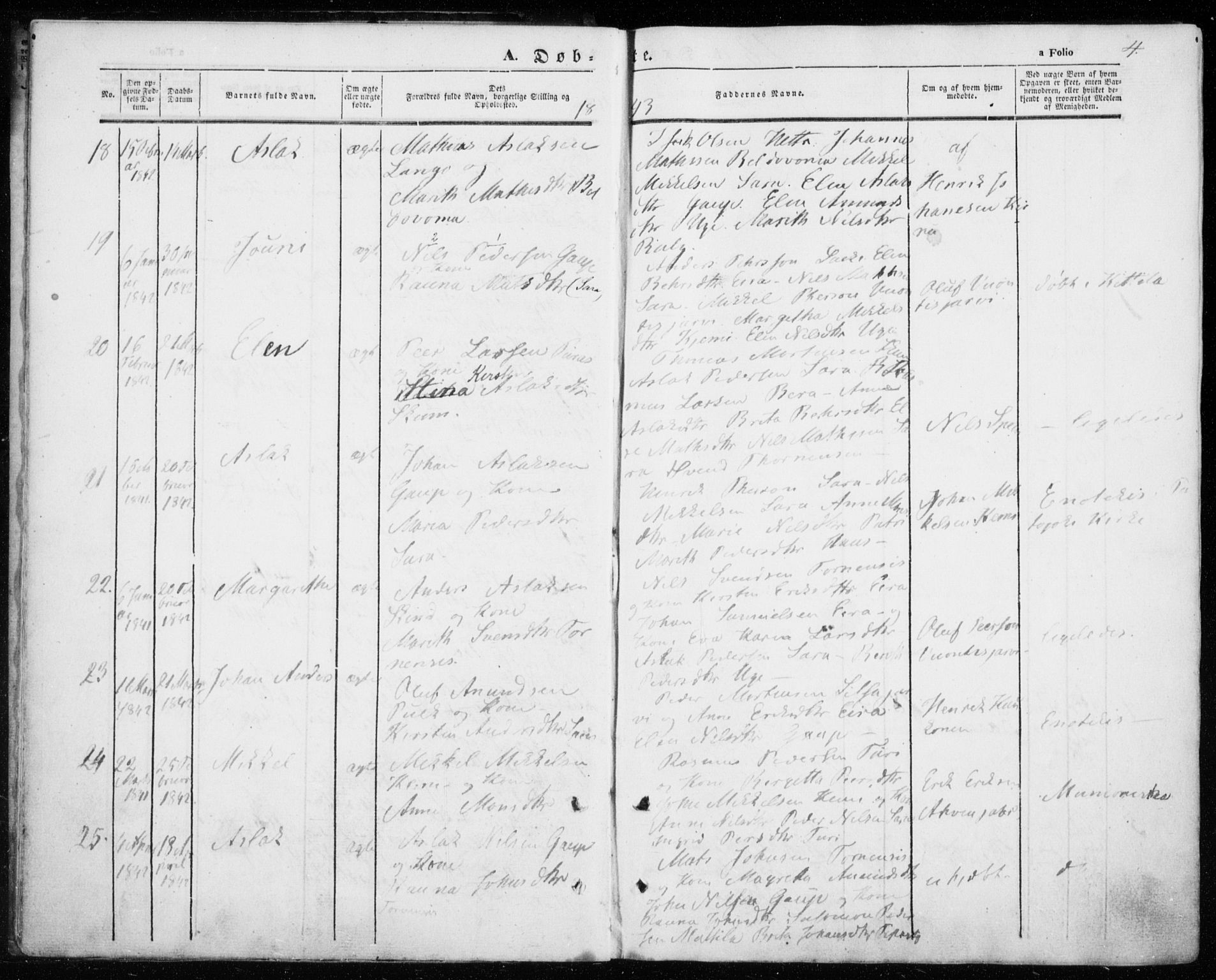 Kautokeino sokneprestembete, AV/SATØ-S-1340/H/Ha/L0002.kirke: Parish register (official) no. 2, 1843-1861, p. 4