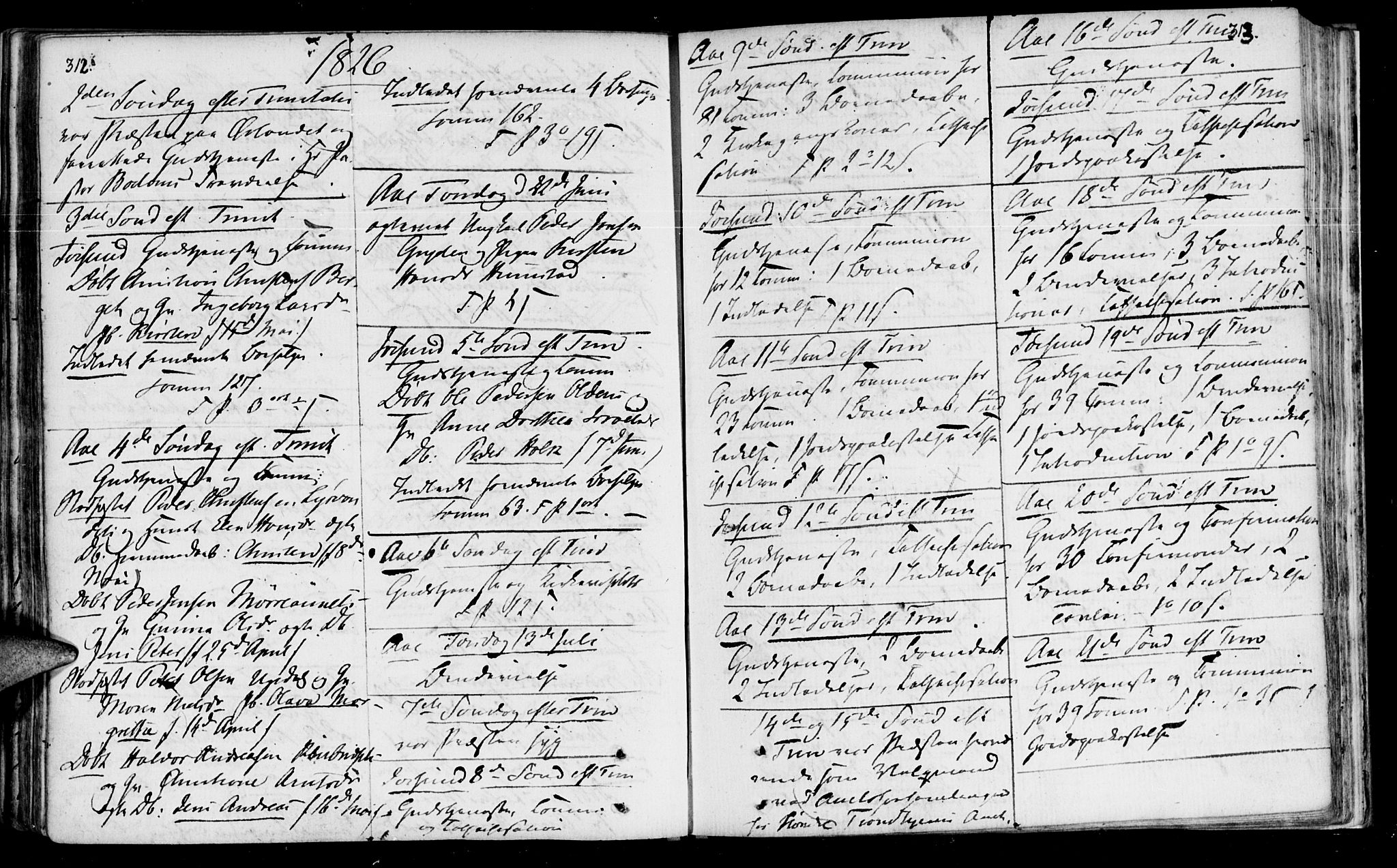 Ministerialprotokoller, klokkerbøker og fødselsregistre - Sør-Trøndelag, SAT/A-1456/655/L0674: Parish register (official) no. 655A03, 1802-1826, p. 312-313