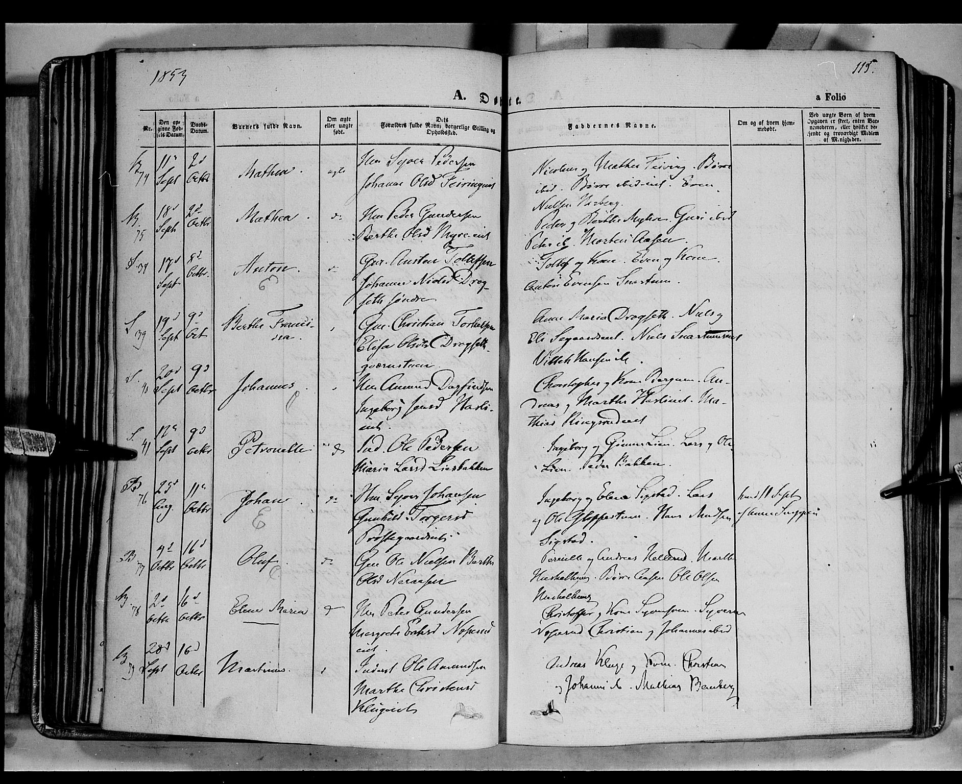 Biri prestekontor, AV/SAH-PREST-096/H/Ha/Haa/L0005: Parish register (official) no. 5, 1843-1854, p. 115