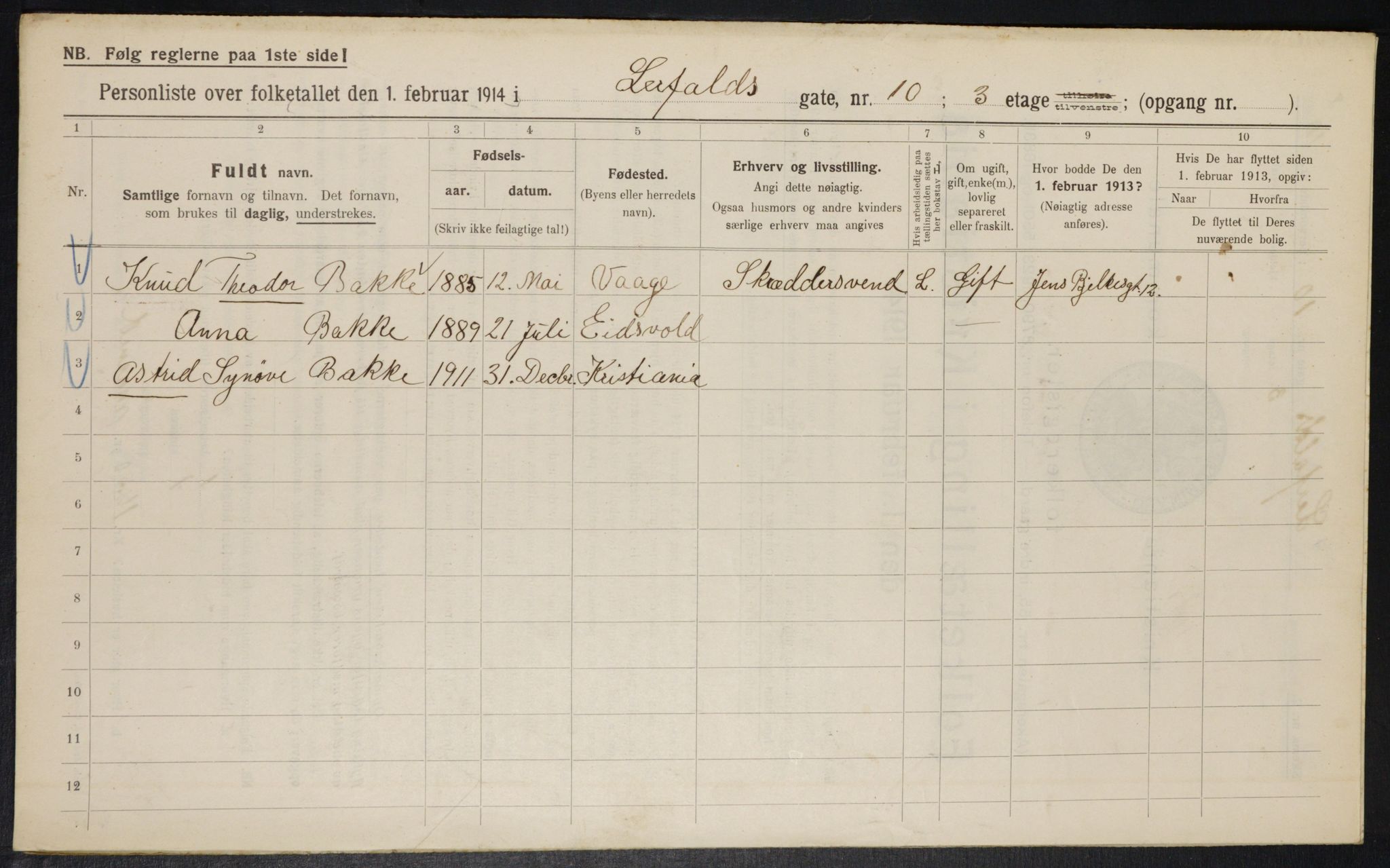 OBA, Municipal Census 1914 for Kristiania, 1914, p. 57329