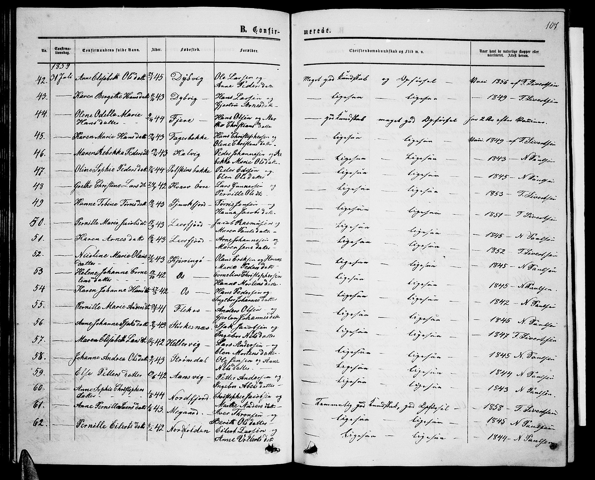 Ministerialprotokoller, klokkerbøker og fødselsregistre - Nordland, AV/SAT-A-1459/853/L0775: Parish register (copy) no. 853C03, 1859-1877, p. 107