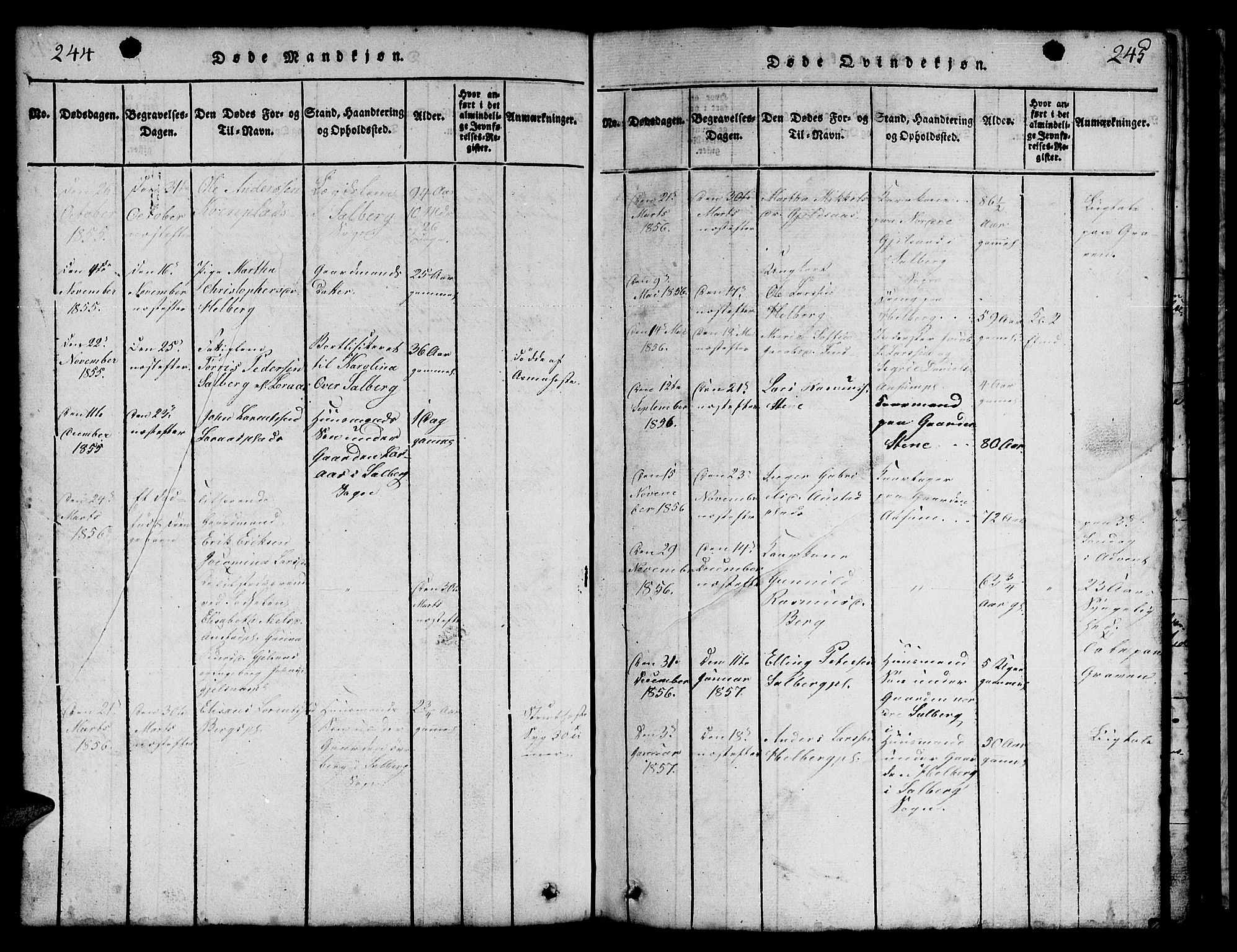 Ministerialprotokoller, klokkerbøker og fødselsregistre - Nord-Trøndelag, SAT/A-1458/731/L0310: Parish register (copy) no. 731C01, 1816-1874, p. 244-245