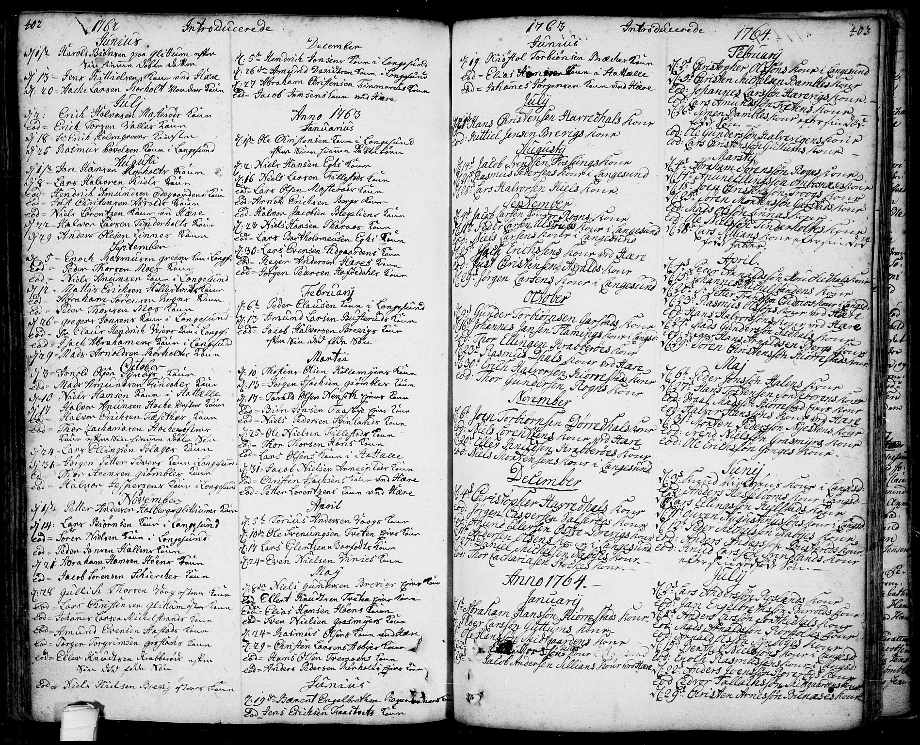 Bamble kirkebøker, AV/SAKO-A-253/F/Fa/L0001: Parish register (official) no. I 1, 1702-1774, p. 402-403