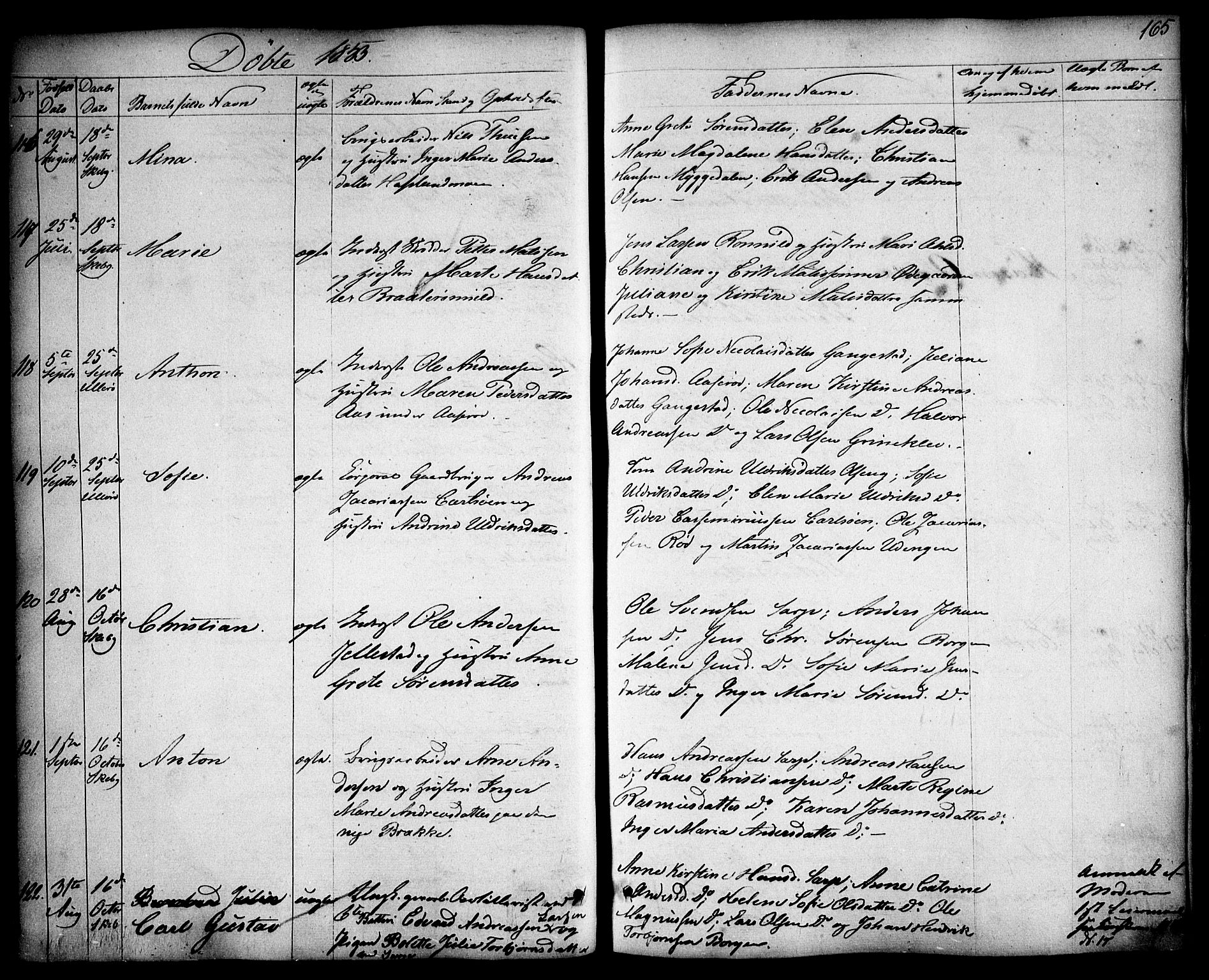 Skjeberg prestekontor Kirkebøker, SAO/A-10923/F/Fa/L0006: Parish register (official) no. I 6, 1846-1858, p. 165