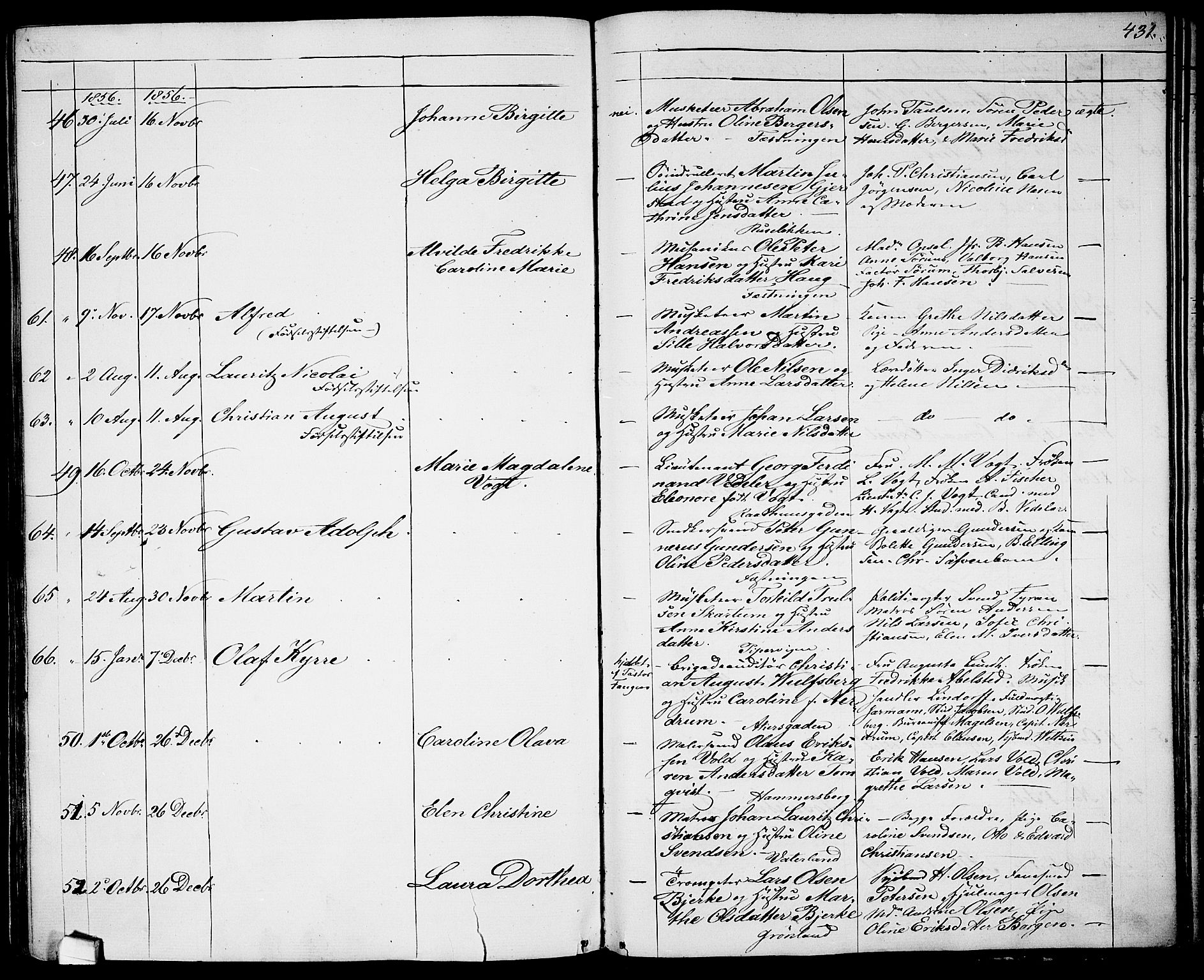 Garnisonsmenigheten Kirkebøker, AV/SAO-A-10846/G/Ga/L0005: Parish register (copy) no. 5, 1841-1860, p. 431