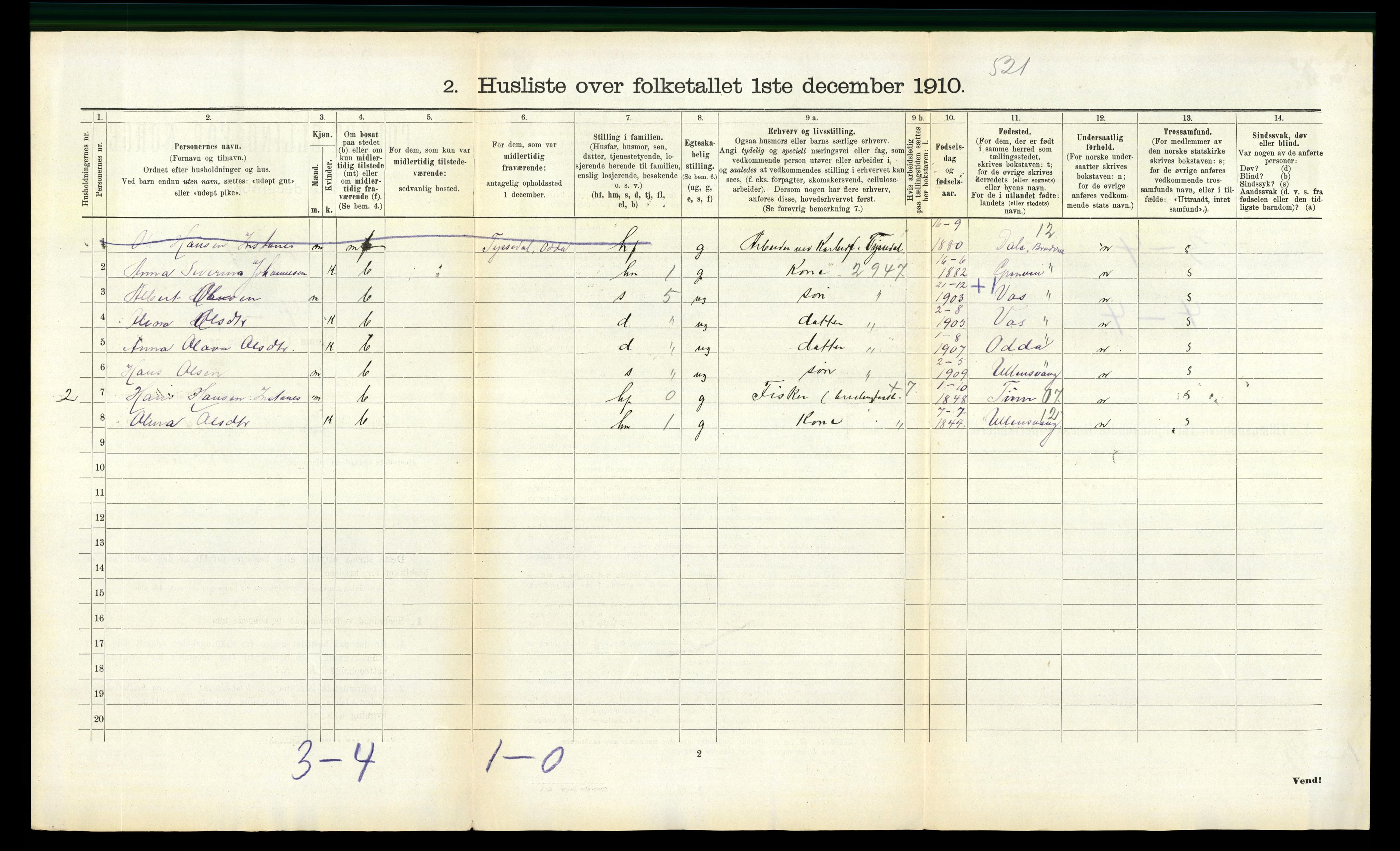 RA, 1910 census for Eidfjord, 1910, p. 42