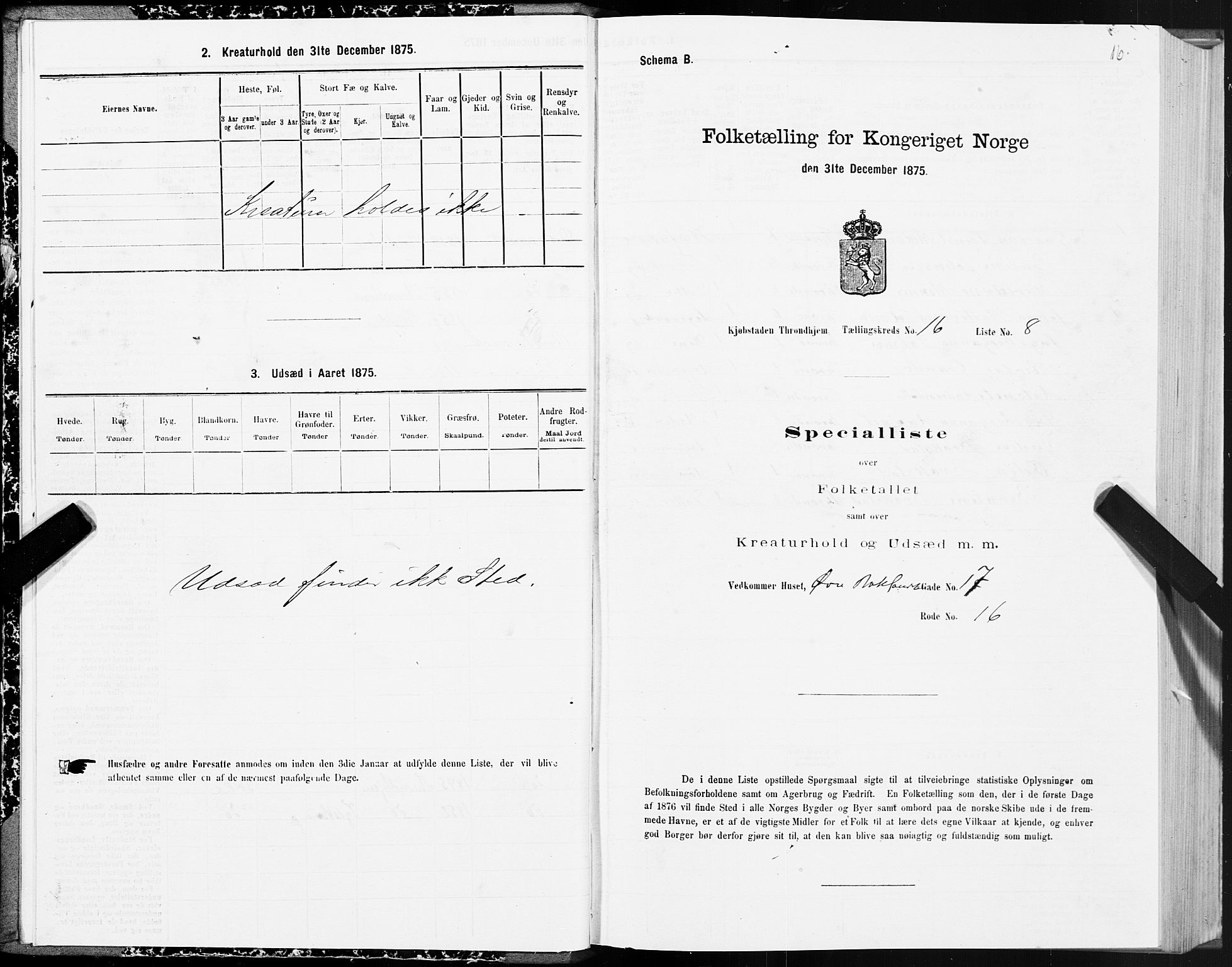 SAT, 1875 census for 1601 Trondheim, 1875, p. 9016