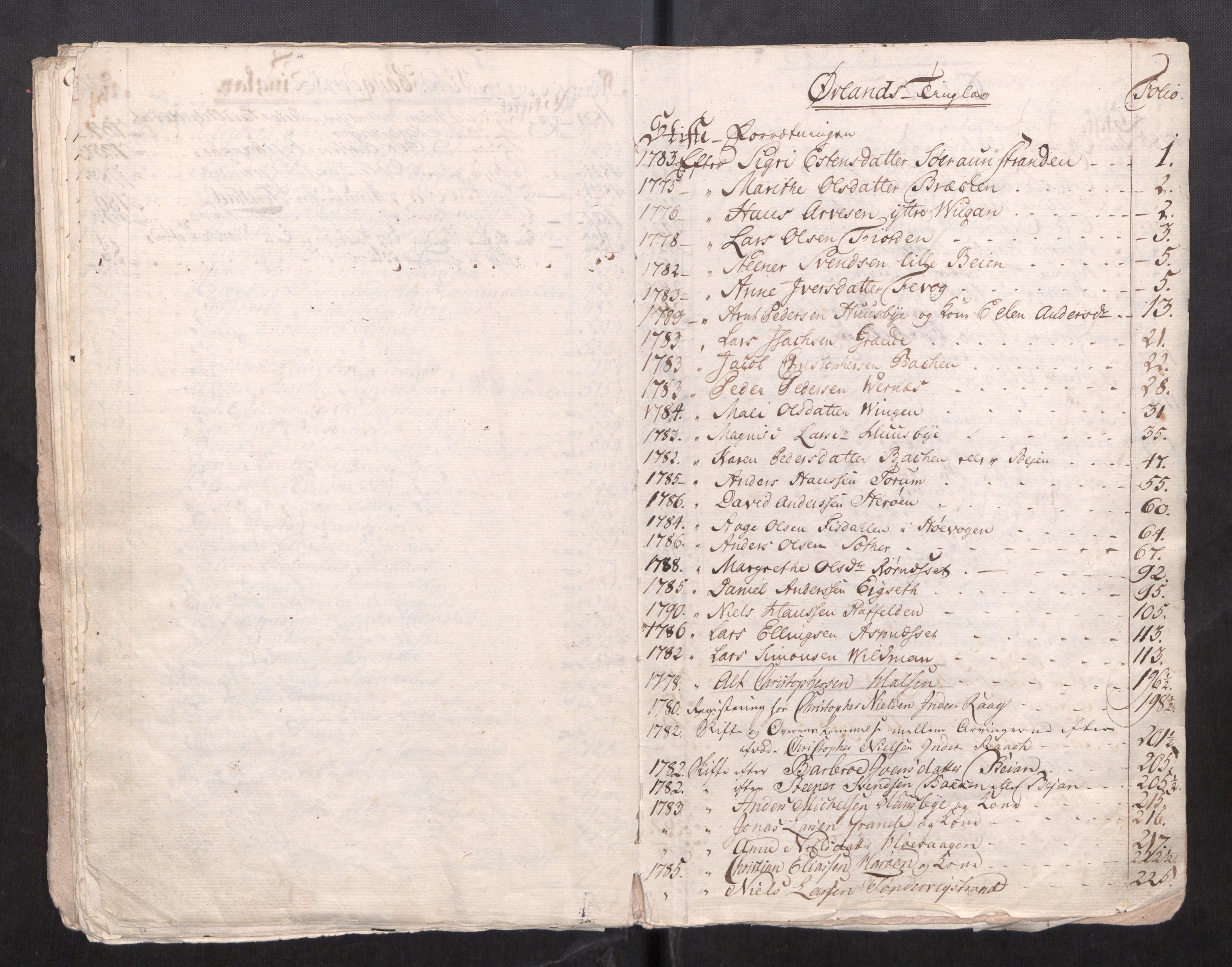 Fosen sorenskriveri, AV/SAT-A-1107/1/3/3A/L0037: To gamle registre til skifteprotokoller, 1751-1823