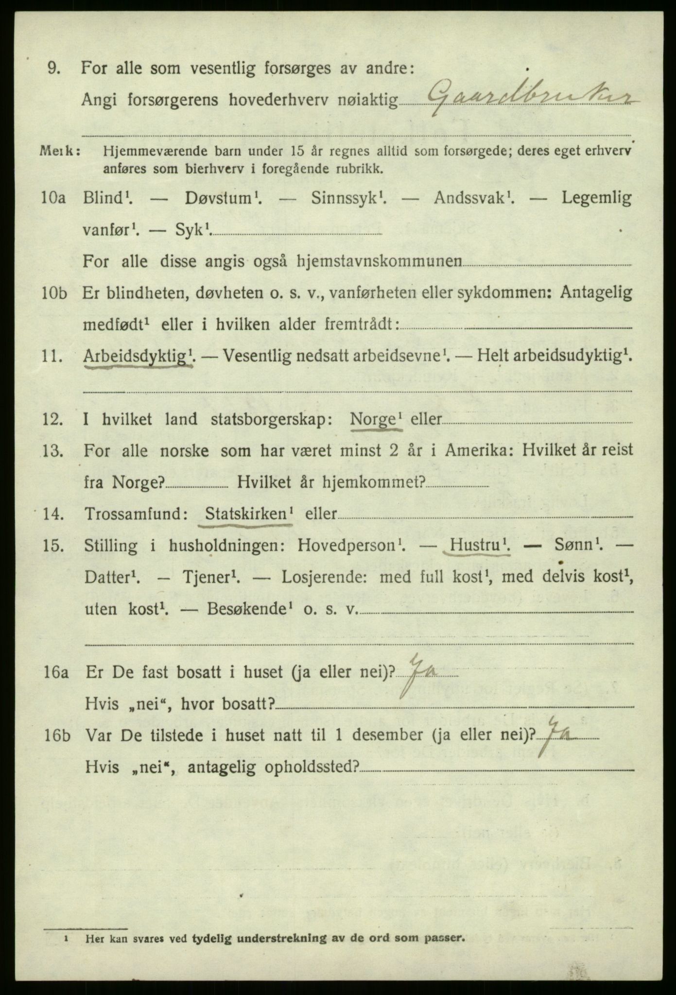 SAB, 1920 census for Jølster, 1920, p. 2943