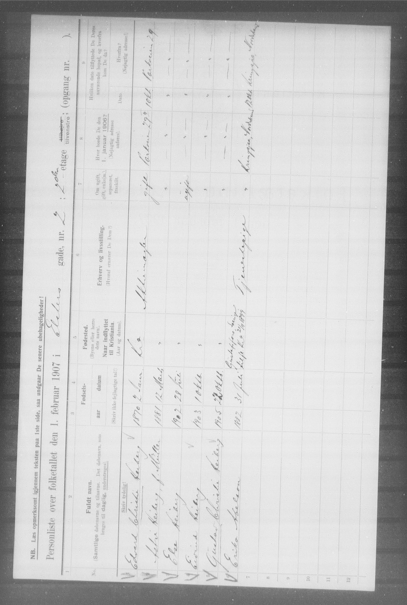 OBA, Municipal Census 1907 for Kristiania, 1907, p. 10511