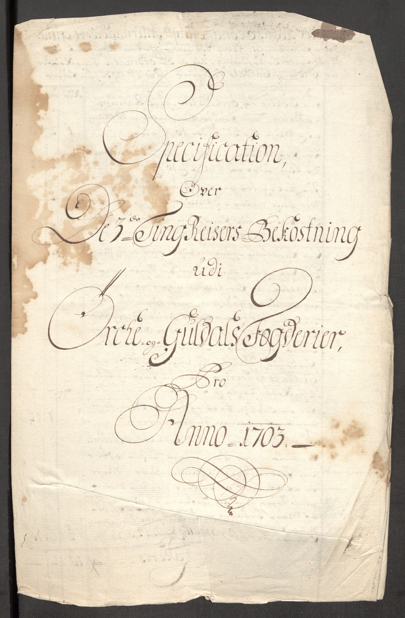 Rentekammeret inntil 1814, Reviderte regnskaper, Fogderegnskap, AV/RA-EA-4092/R60/L3953: Fogderegnskap Orkdal og Gauldal, 1703, p. 417