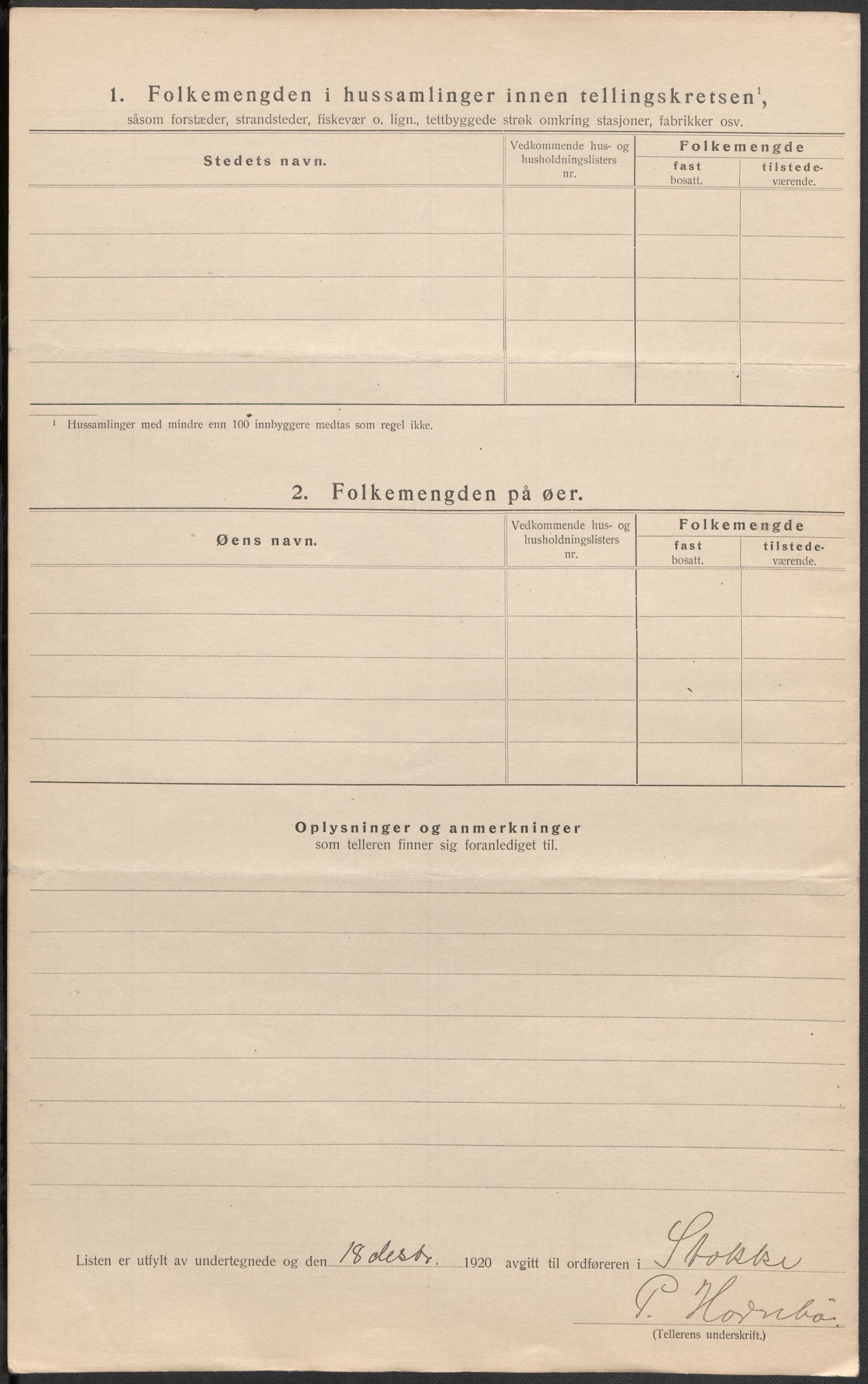 SAKO, 1920 census for Stokke, 1920, p. 48