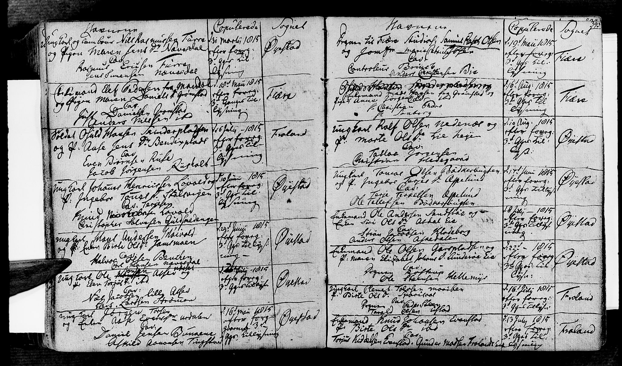 Øyestad sokneprestkontor, AV/SAK-1111-0049/F/Fa/L0011: Parish register (official) no. A 11, 1805-1824, p. 393