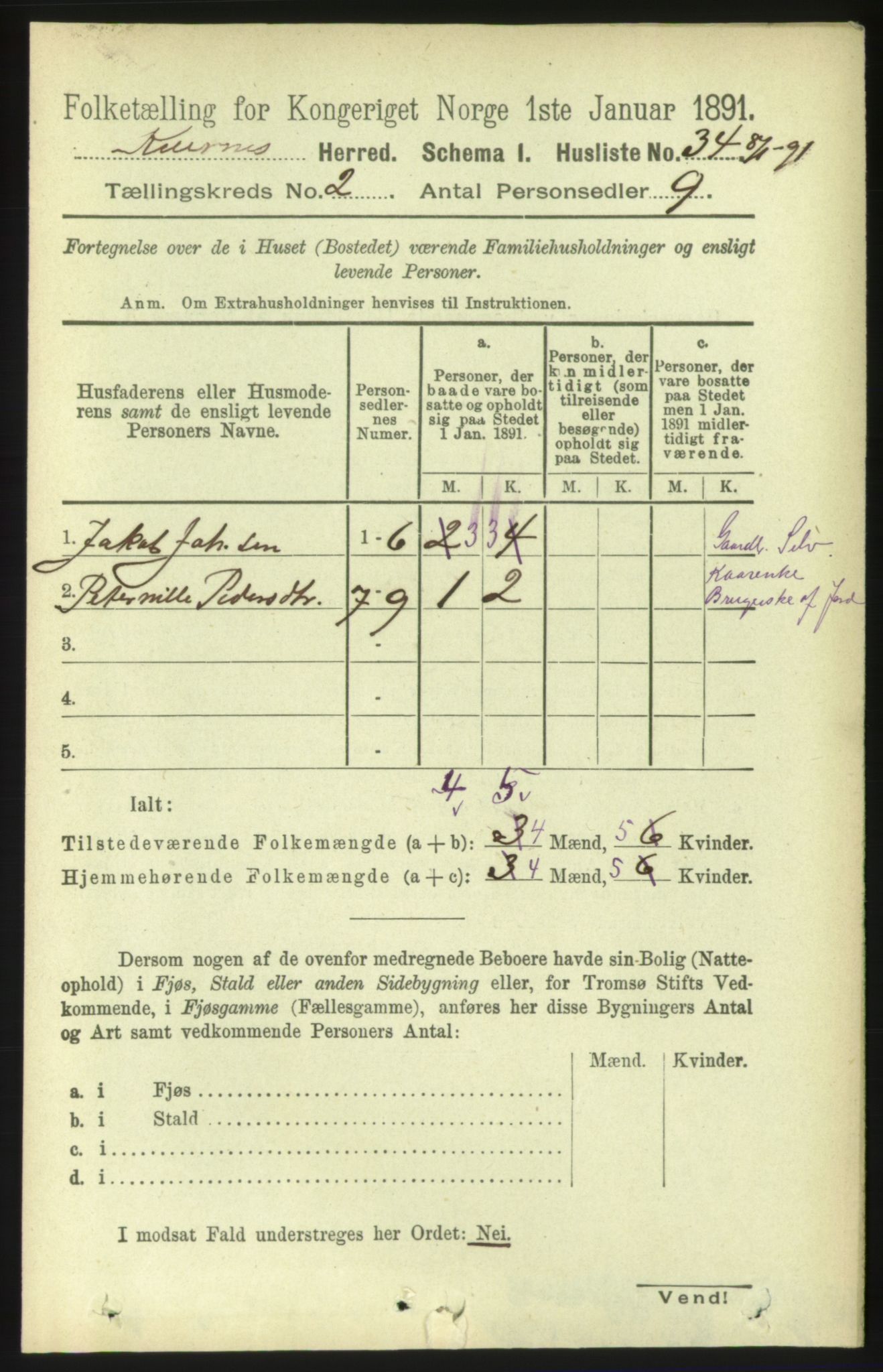 RA, 1891 census for 1553 Kvernes, 1891, p. 670