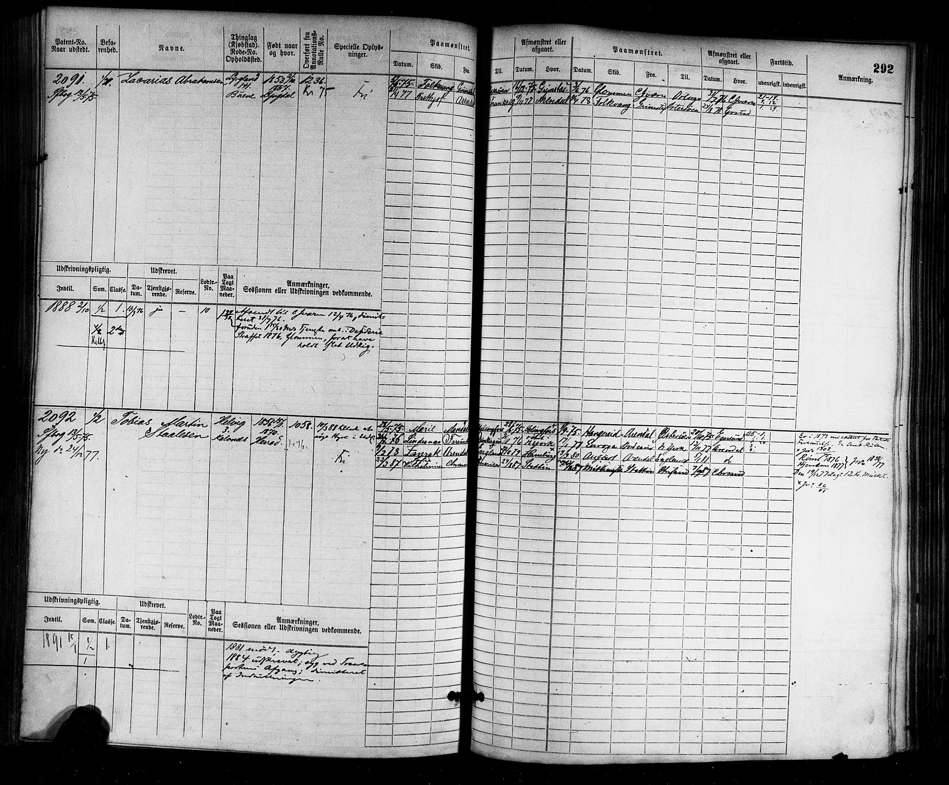 Farsund mønstringskrets, AV/SAK-2031-0017/F/Fb/L0003: Hovedrulle nr 1509-2274, M-6, 1868-1915, p. 298