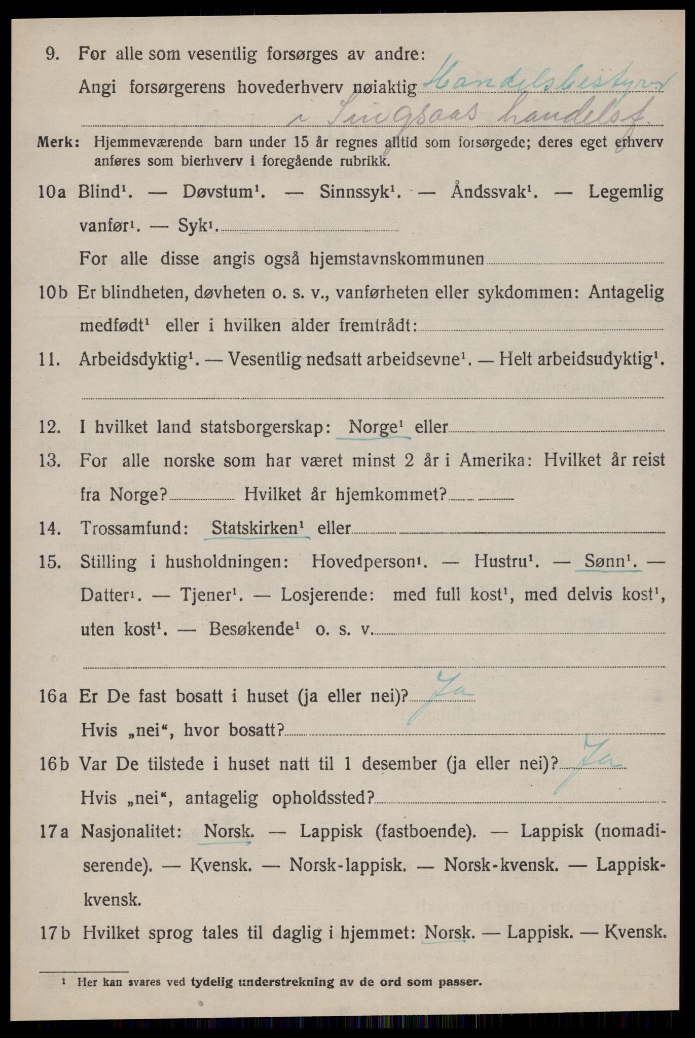 SAT, 1920 census for Singsås, 1920, p. 2110