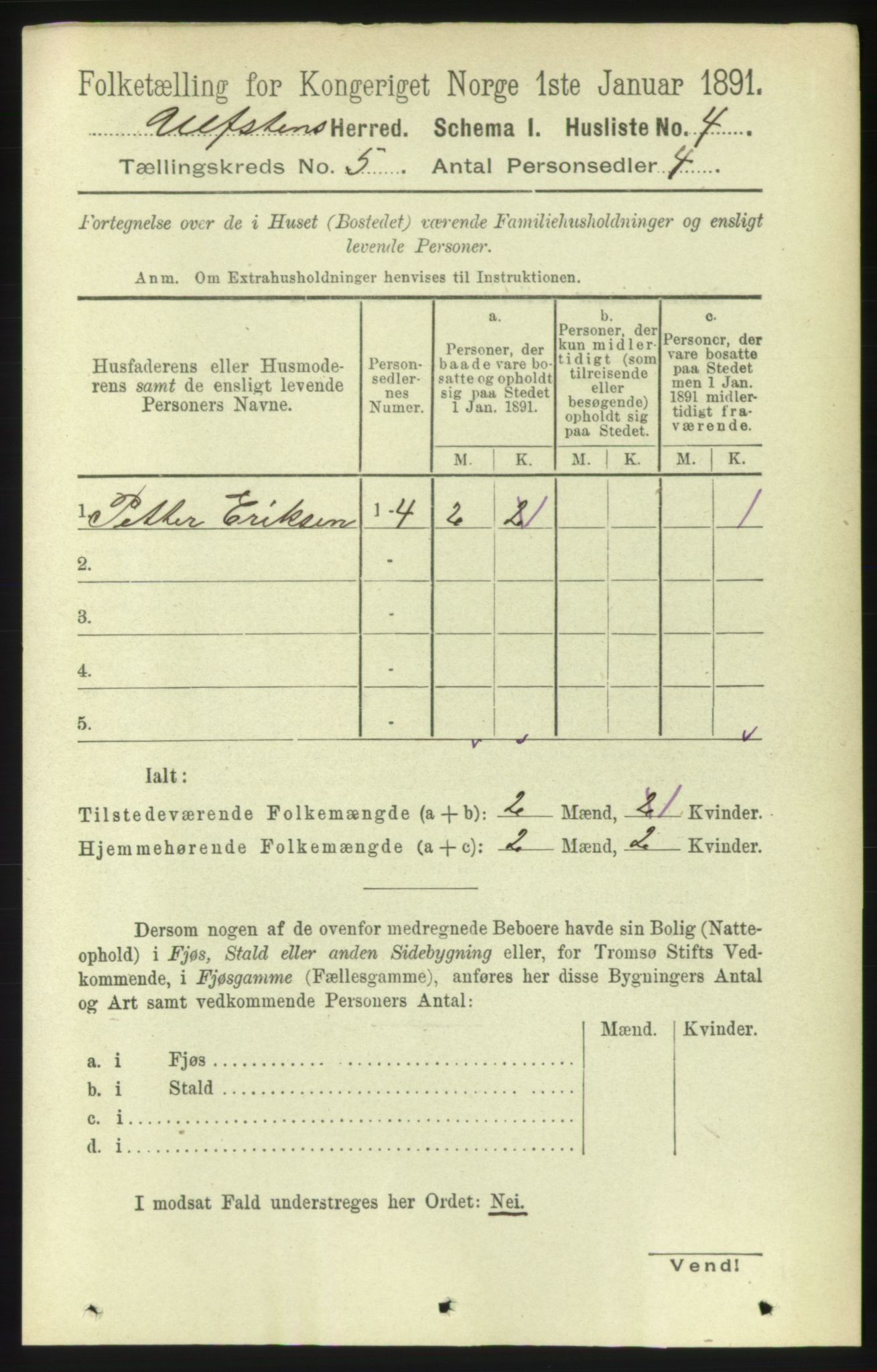 RA, 1891 census for 1516 Ulstein, 1891, p. 1195