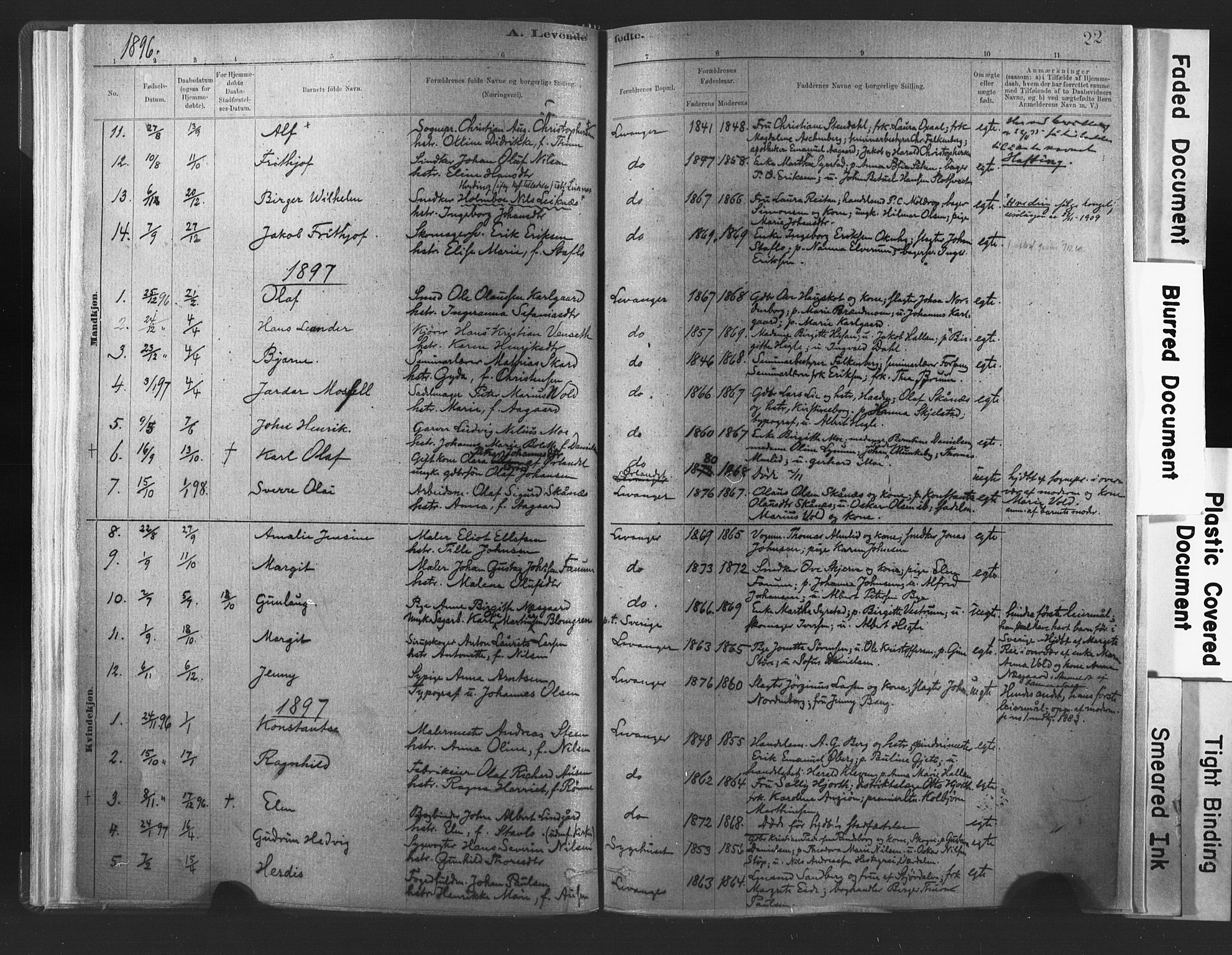Ministerialprotokoller, klokkerbøker og fødselsregistre - Nord-Trøndelag, SAT/A-1458/720/L0189: Parish register (official) no. 720A05, 1880-1911, p. 22