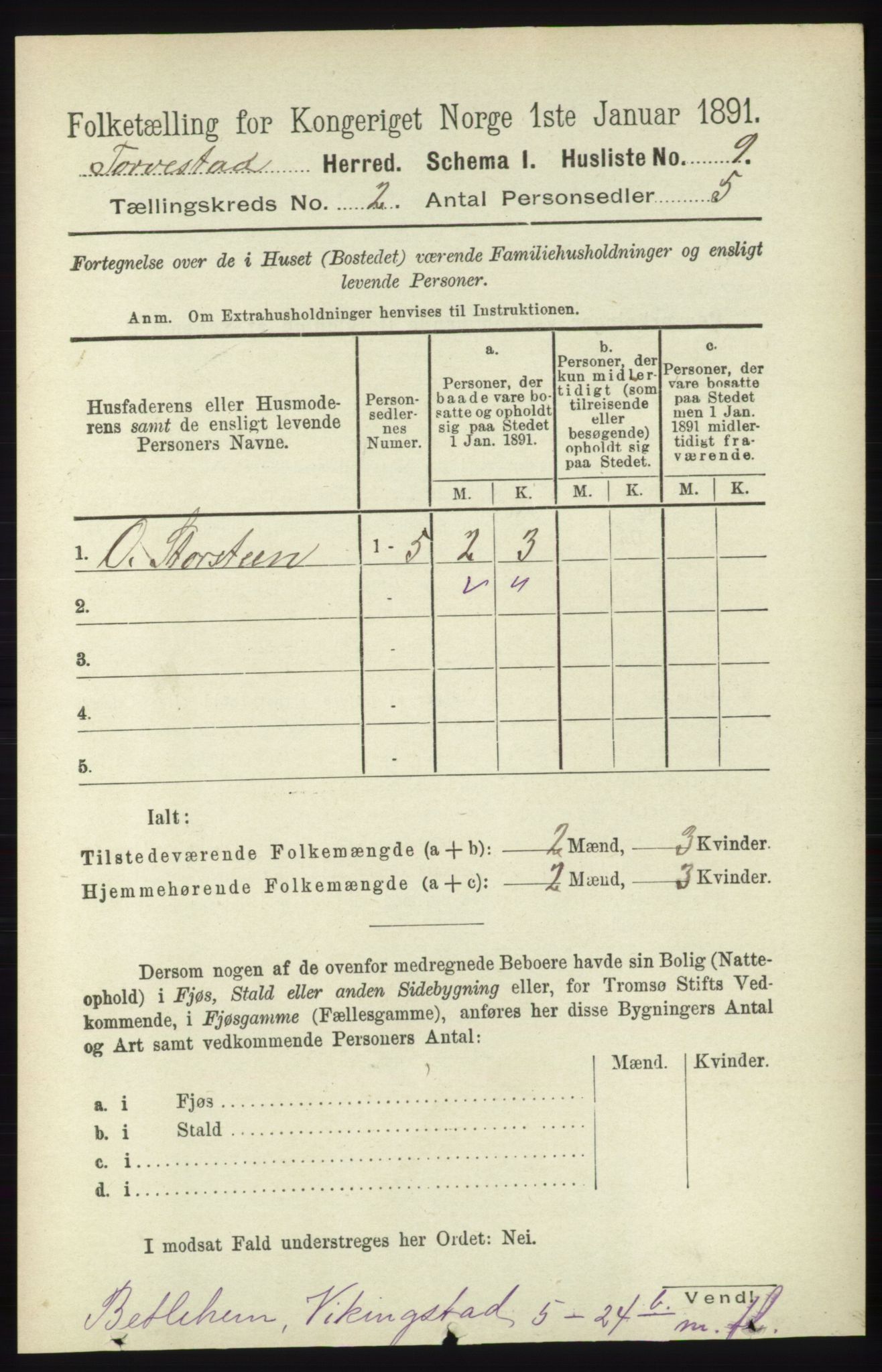 RA, 1891 census for 1152 Torvastad, 1891, p. 457