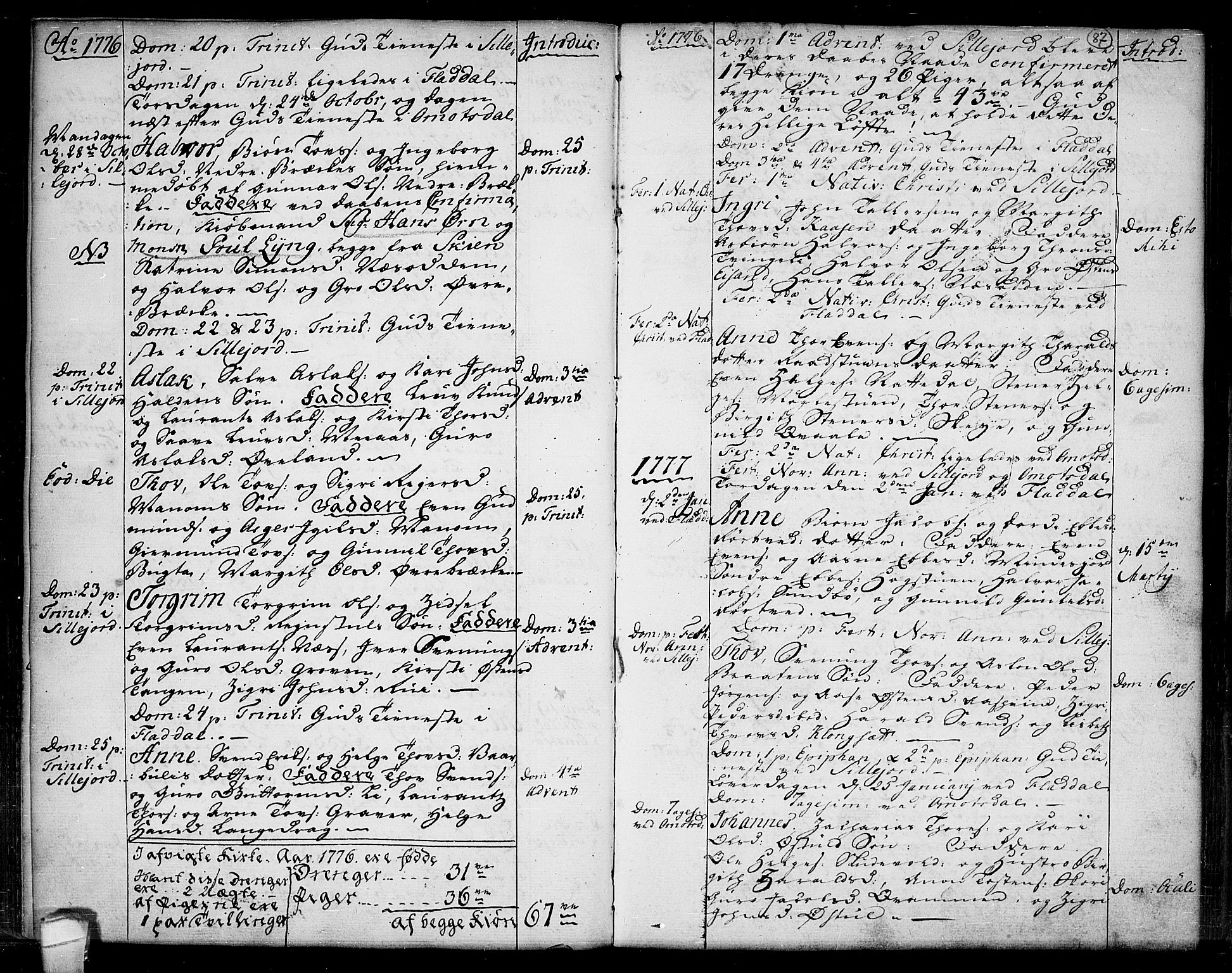 Seljord kirkebøker, SAKO/A-20/F/Fa/L0007: Parish register (official) no. I 7, 1755-1800, p. 87