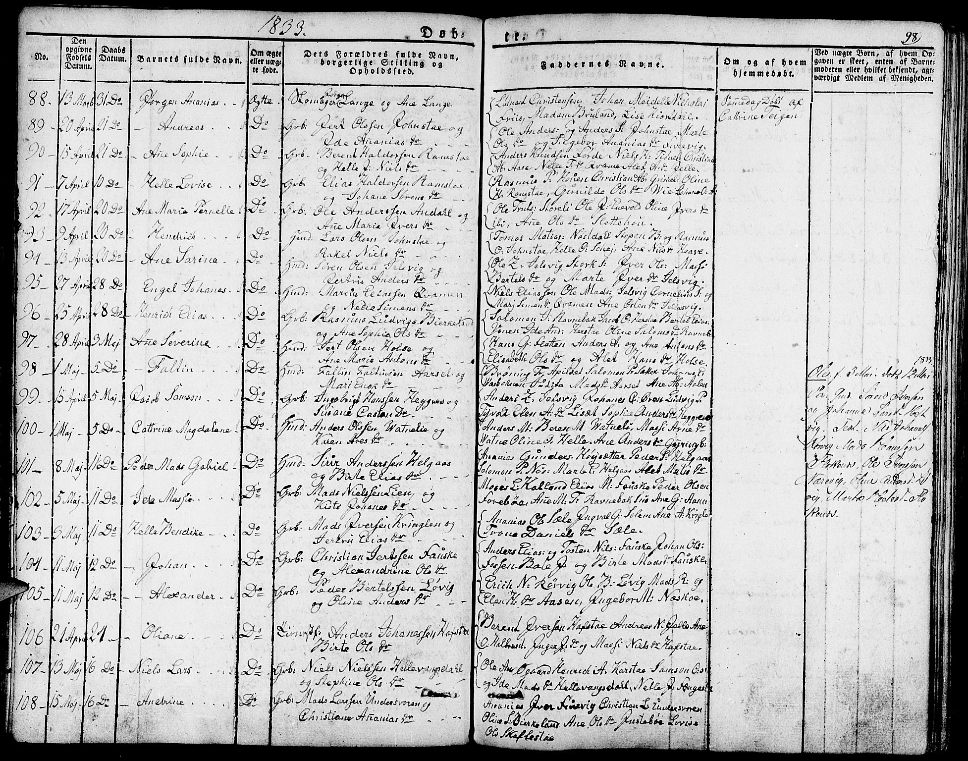 Førde sokneprestembete, SAB/A-79901/H/Haa/Haaa/L0006: Parish register (official) no. A 6, 1821-1842, p. 98