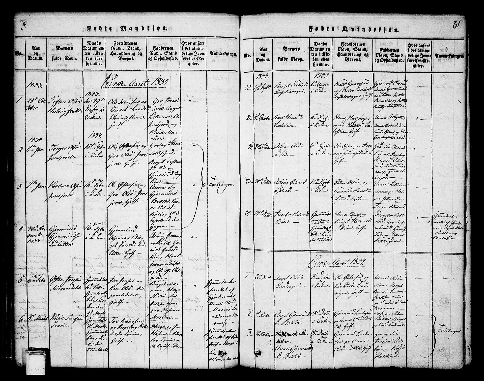 Tinn kirkebøker, SAKO/A-308/G/Ga/L0001: Parish register (copy) no. I 1, 1815-1850, p. 81