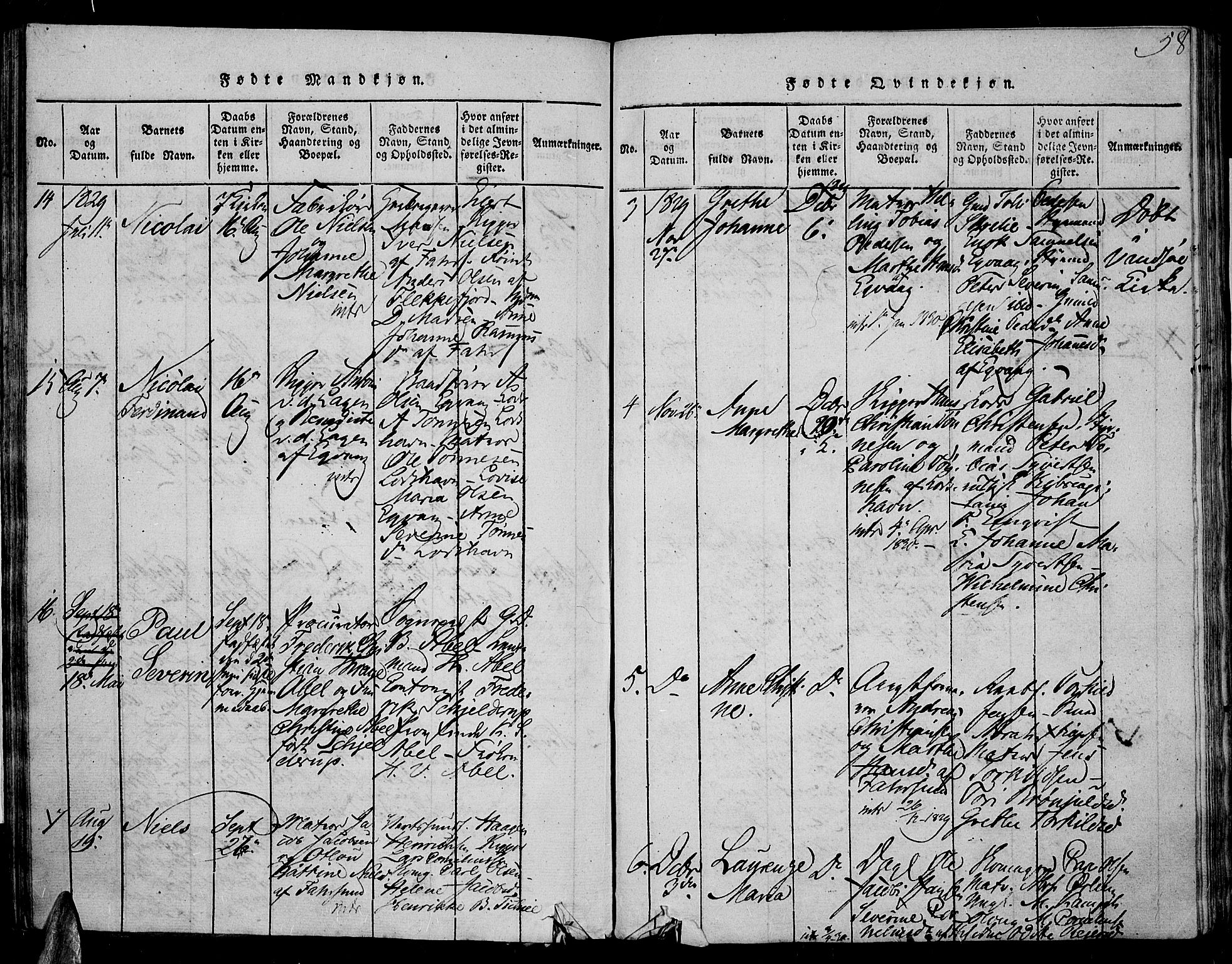 Farsund sokneprestkontor, SAK/1111-0009/F/Fa/L0002: Parish register (official) no. A 2, 1815-1836, p. 58