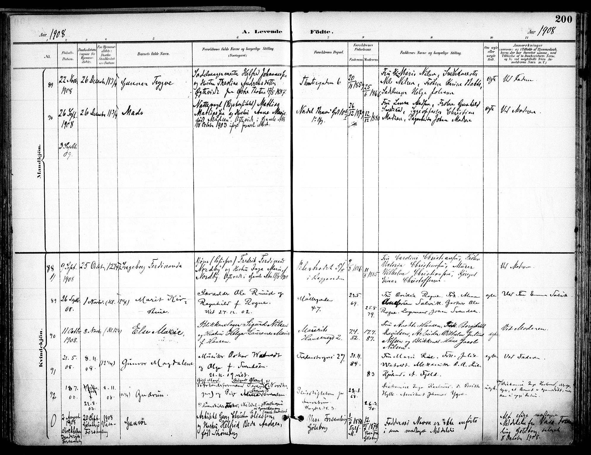 Trefoldighet prestekontor Kirkebøker, AV/SAO-A-10882/F/Fa/L0007: Parish register (official) no. I 7, 1900-1914, p. 200