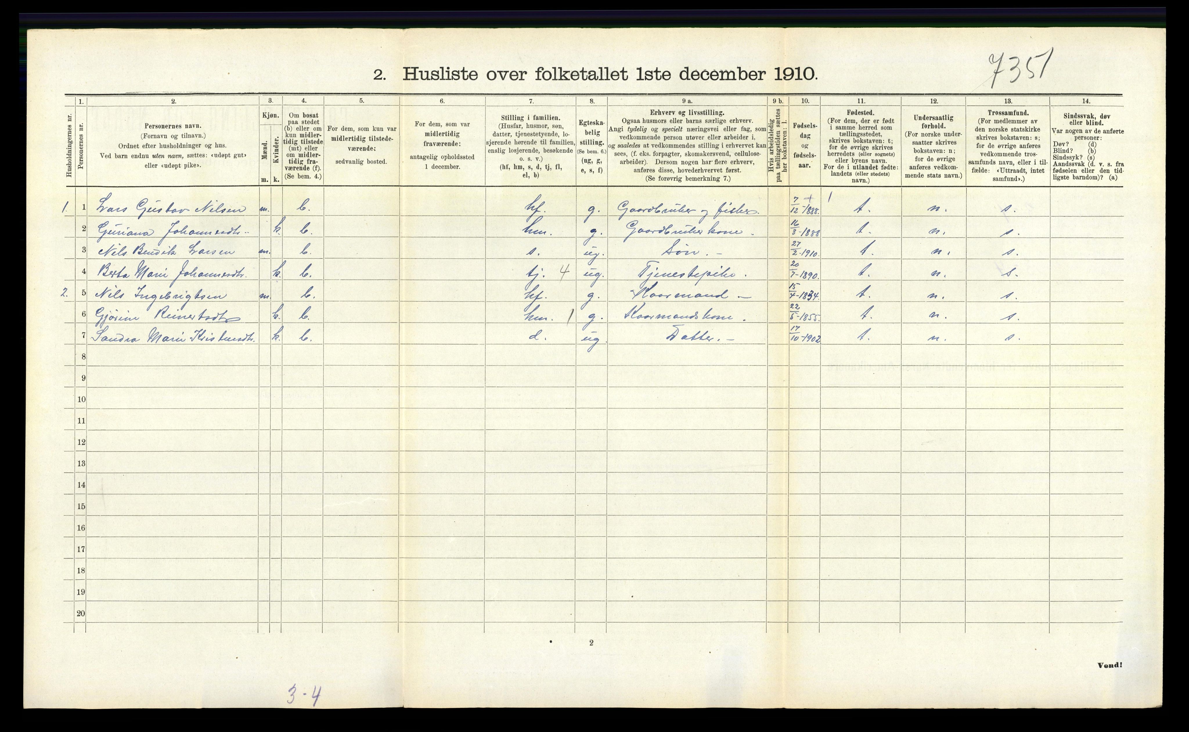 RA, 1910 census for Finnås, 1910, p. 507