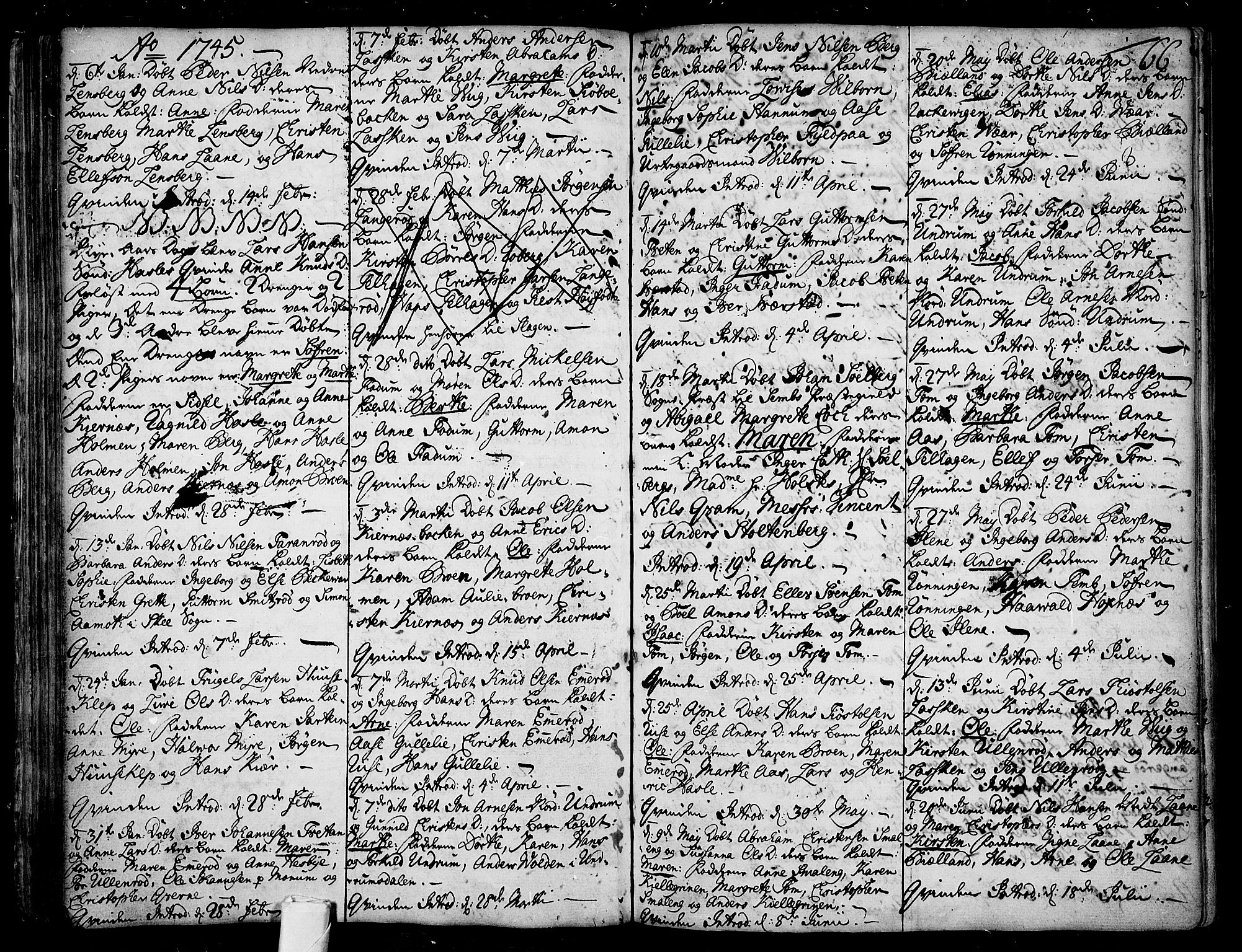 Sem kirkebøker, AV/SAKO-A-5/F/Fa/L0001: Parish register (official) no. I 1, 1702-1763, p. 66