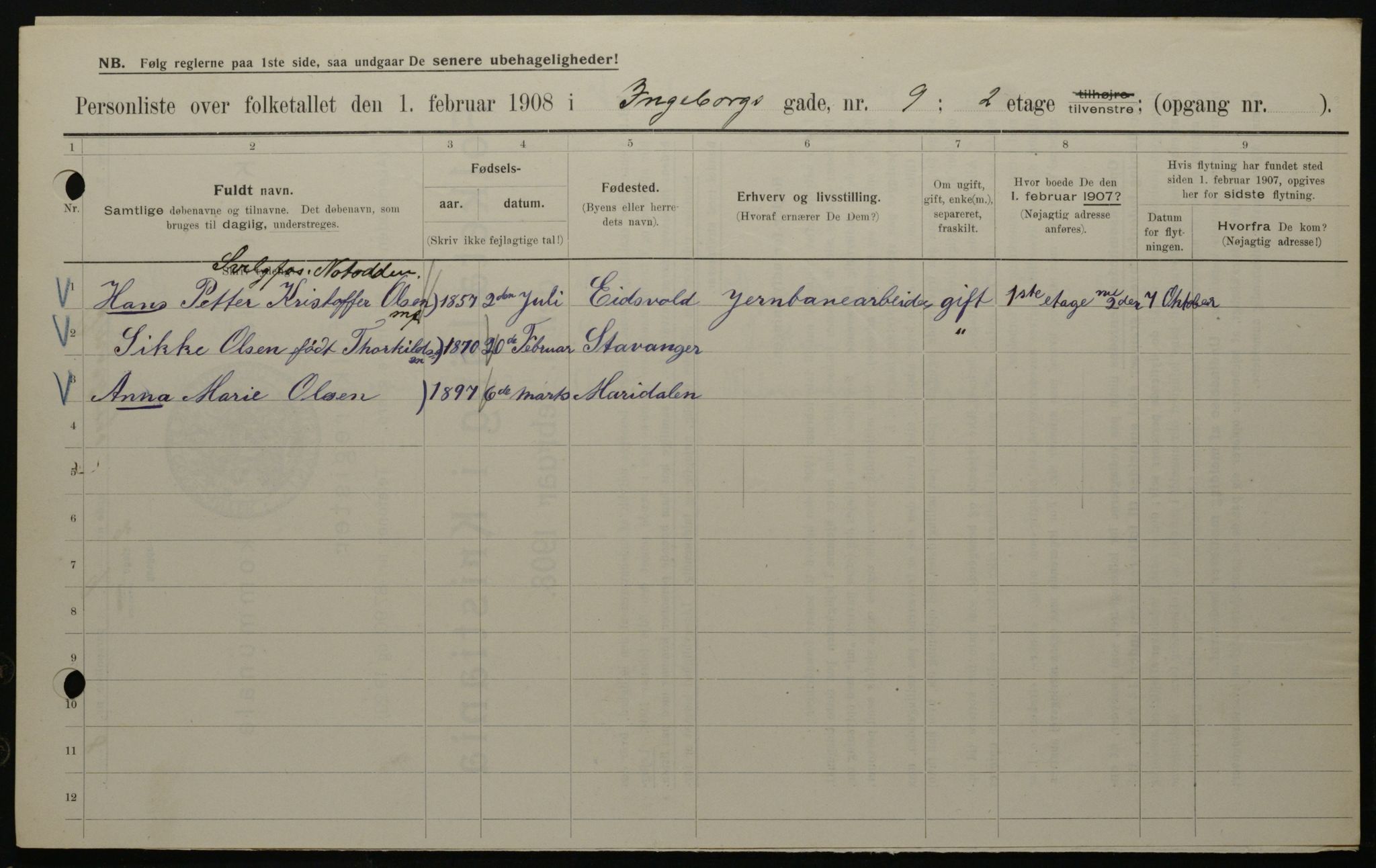 OBA, Municipal Census 1908 for Kristiania, 1908, p. 39333