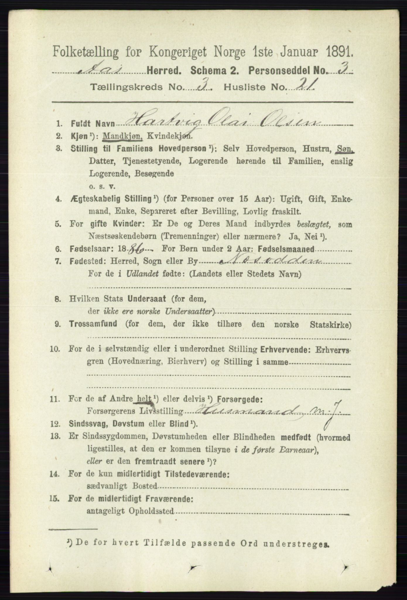 RA, 1891 census for 0214 Ås, 1891, p. 2259