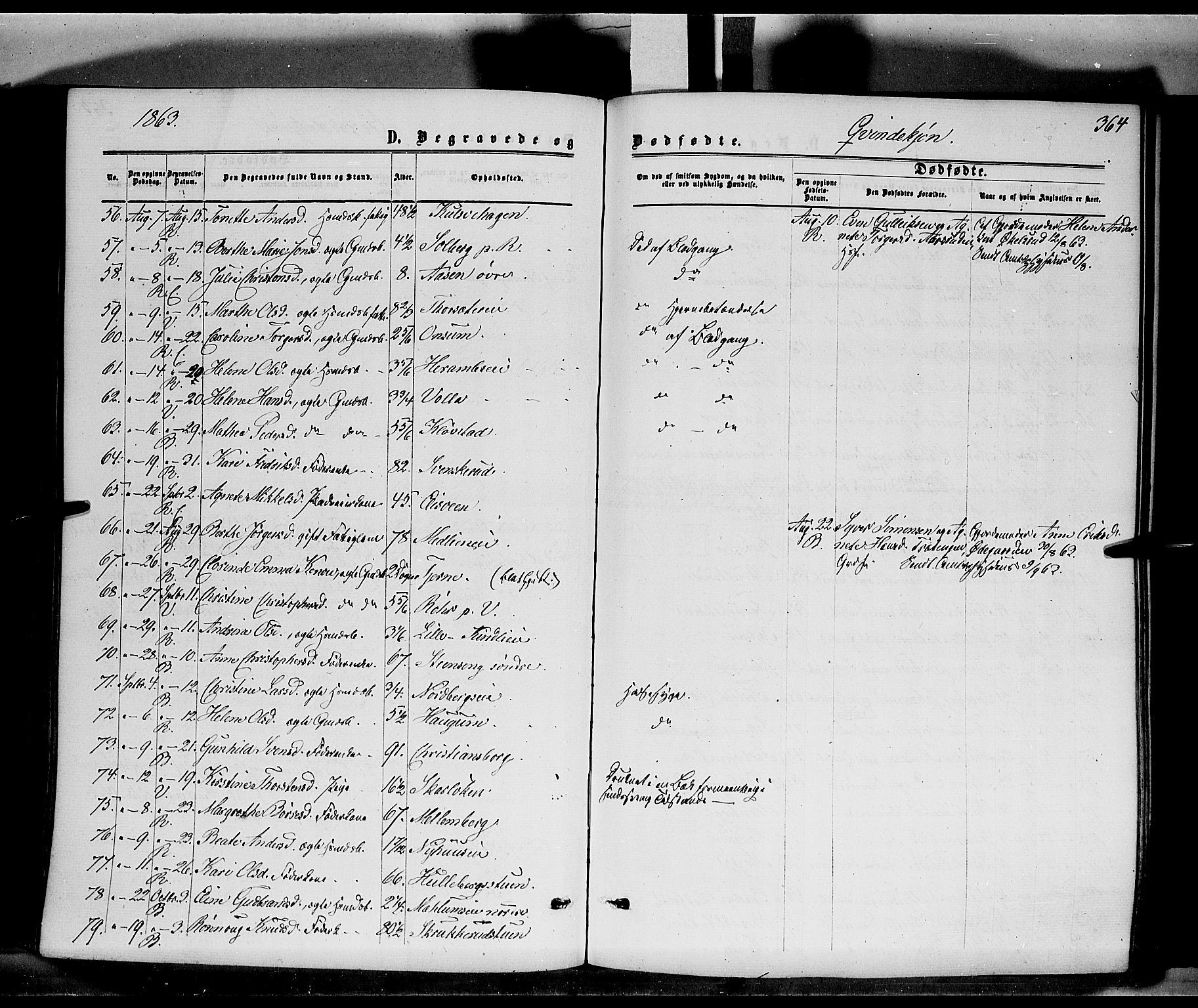 Ringsaker prestekontor, AV/SAH-PREST-014/K/Ka/L0010: Parish register (official) no. 10, 1861-1869, p. 364