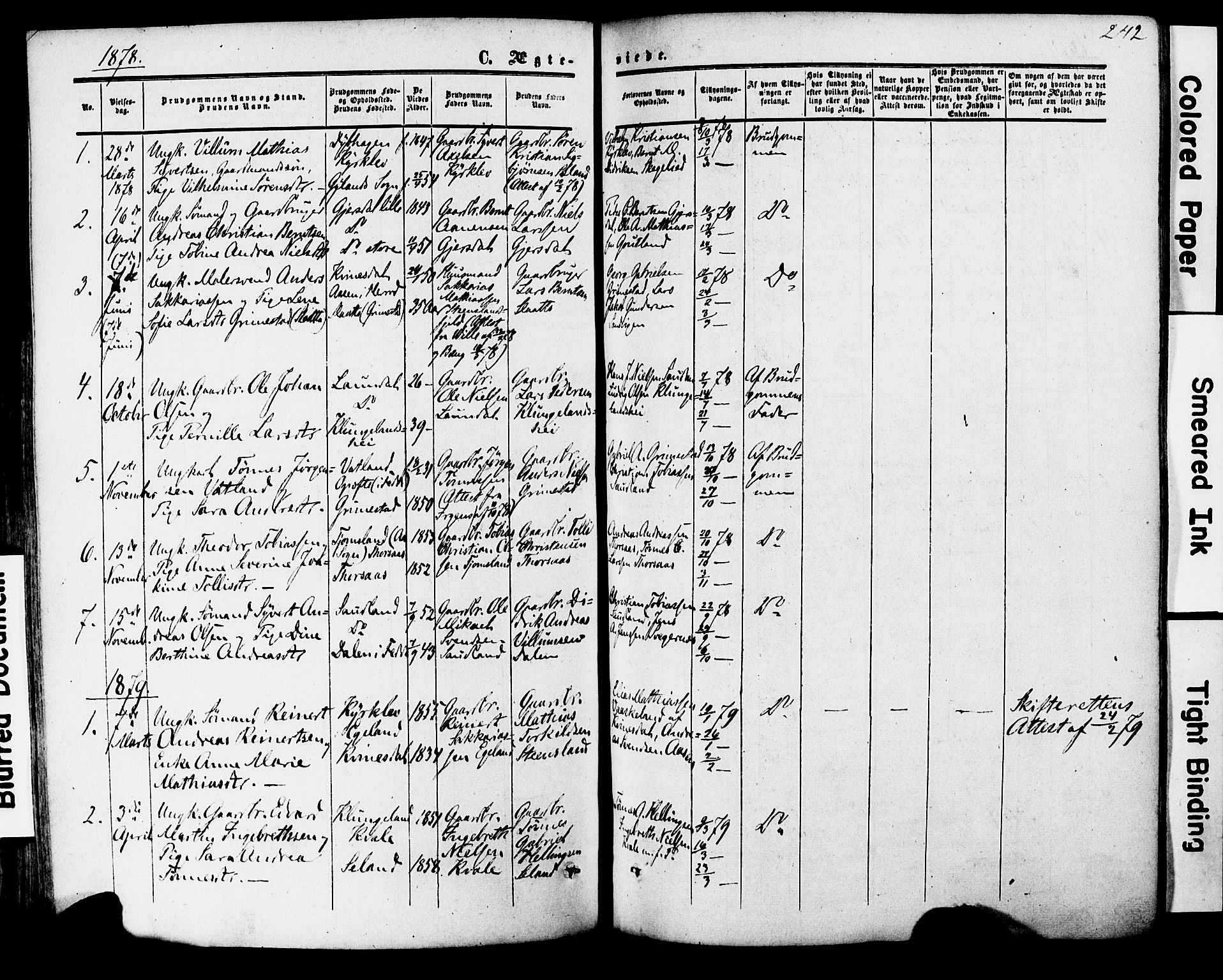 Herad sokneprestkontor, AV/SAK-1111-0018/F/Fa/Faa/L0005: Parish register (official) no. A 5, 1853-1886, p. 242