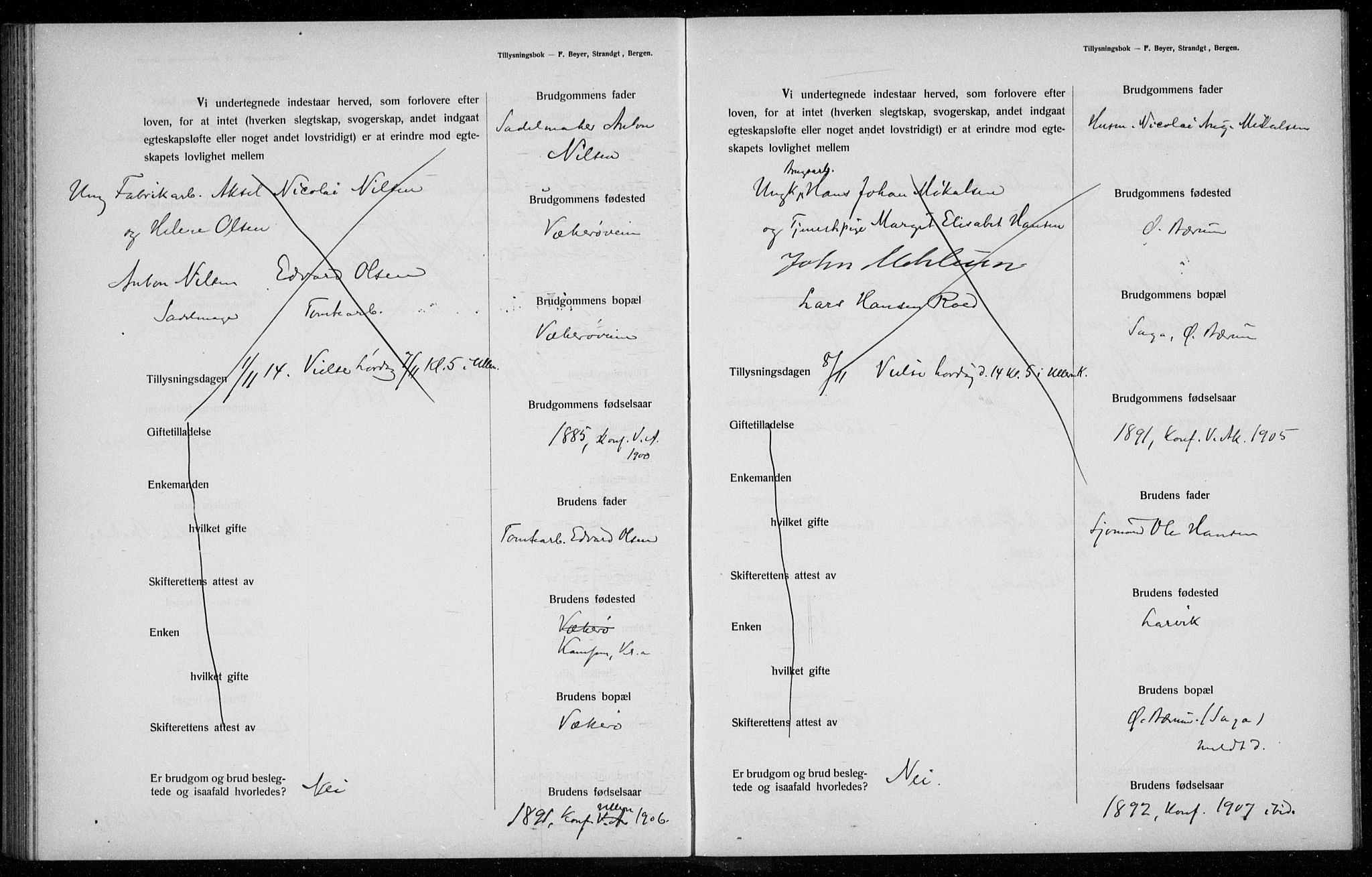 Ullern prestekontor Kirkebøker, AV/SAO-A-10740/H/L0001: Banns register no. 1, 1911-1916