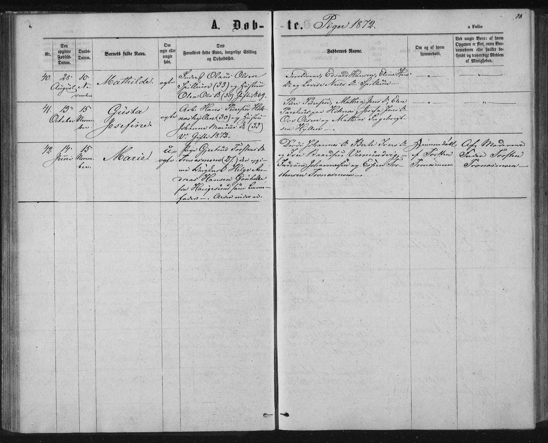 Ministerialprotokoller, klokkerbøker og fødselsregistre - Nord-Trøndelag, SAT/A-1458/768/L0570: Parish register (official) no. 768A05, 1865-1874, p. 88