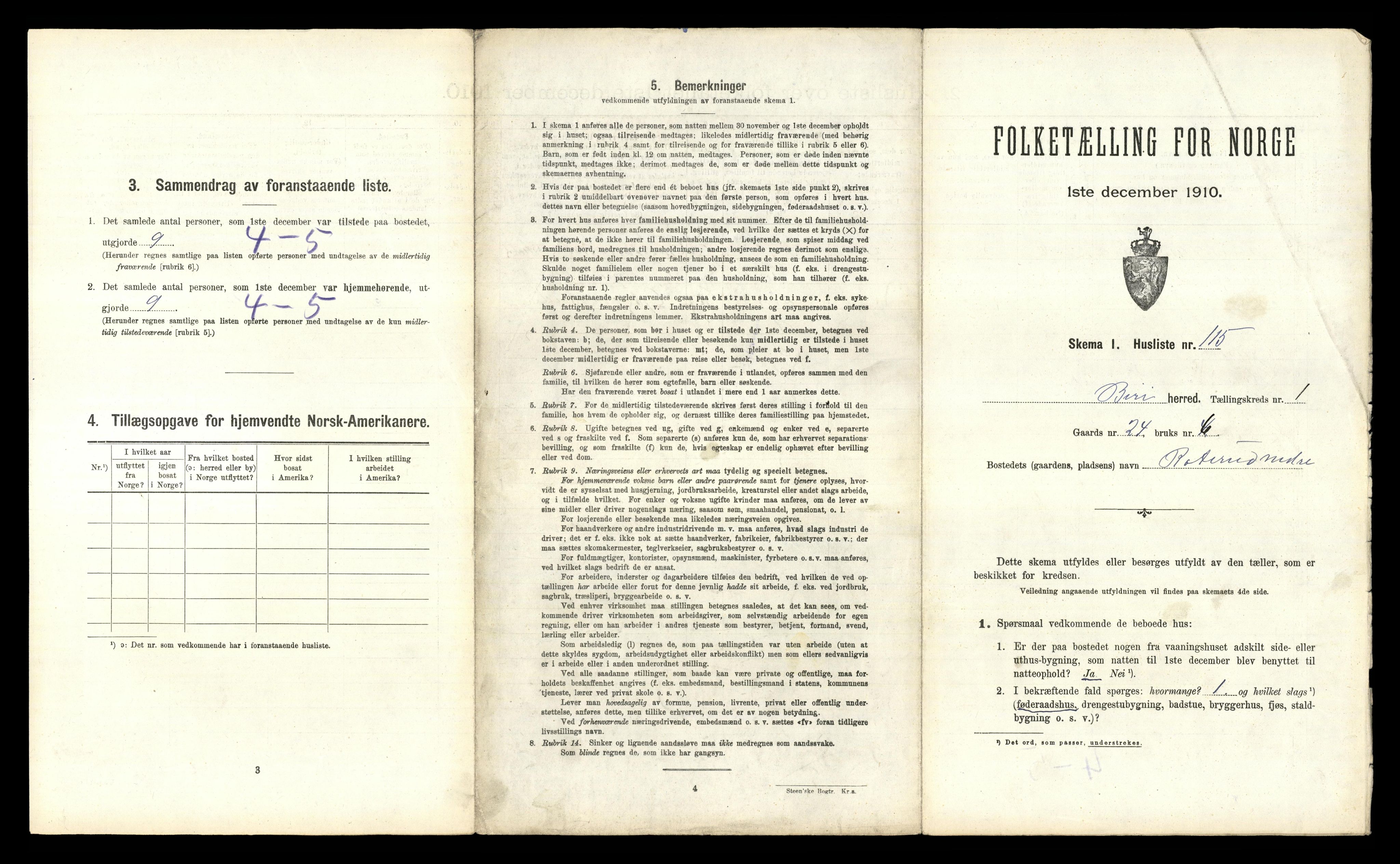 RA, 1910 census for Biri, 1910, p. 255