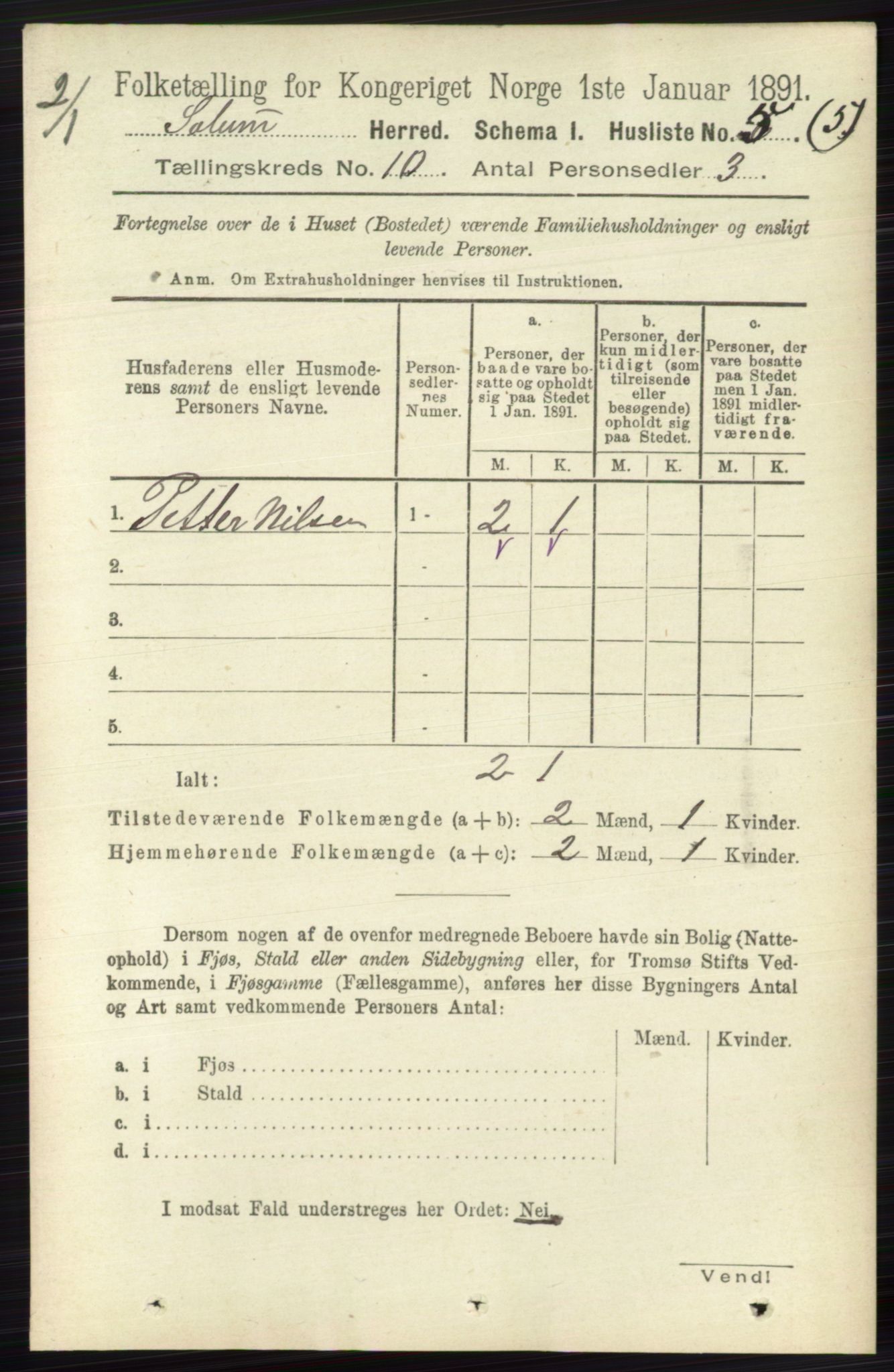 RA, 1891 census for 0818 Solum, 1891, p. 4595