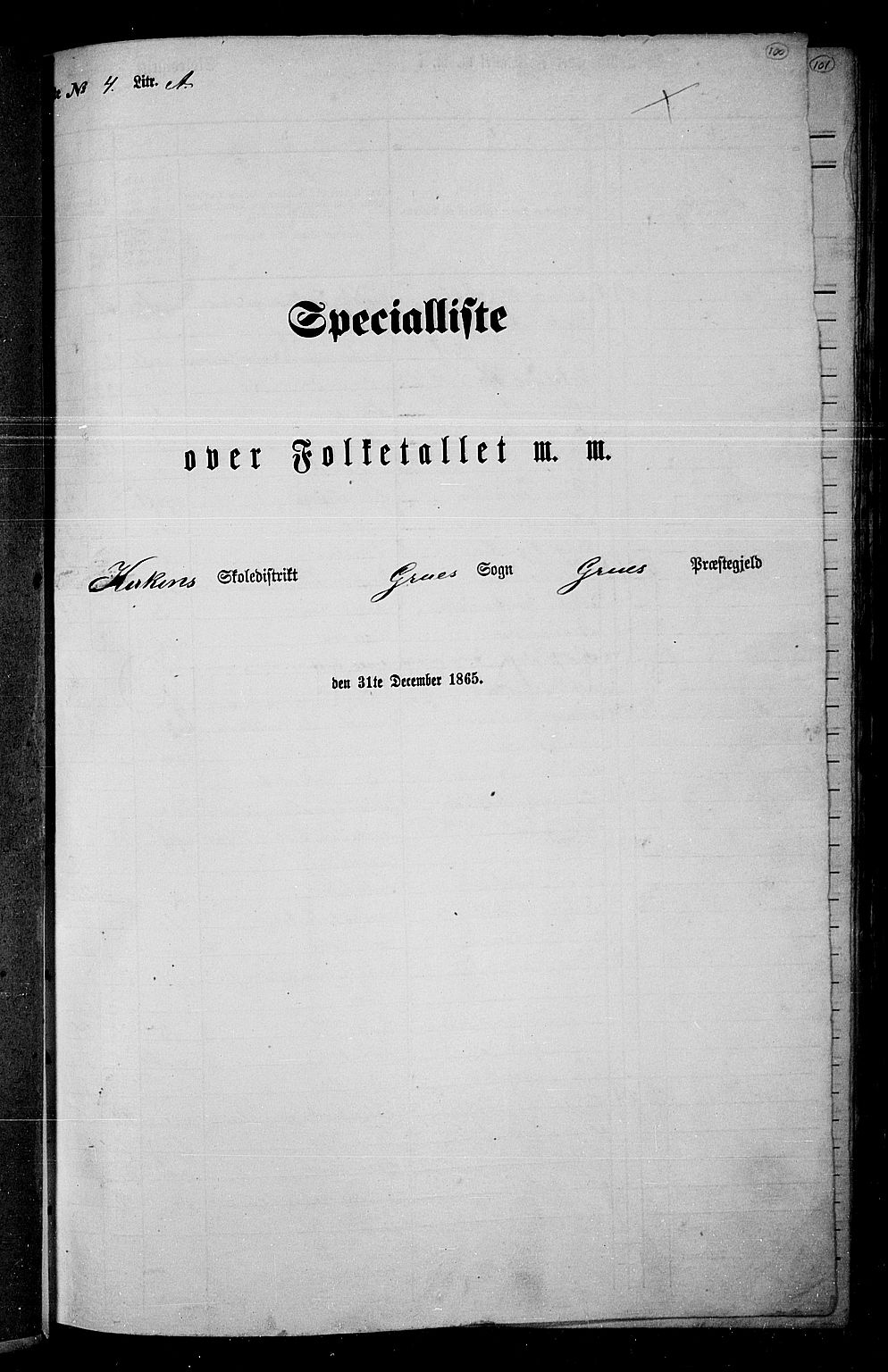 RA, 1865 census for Grue, 1865, p. 84