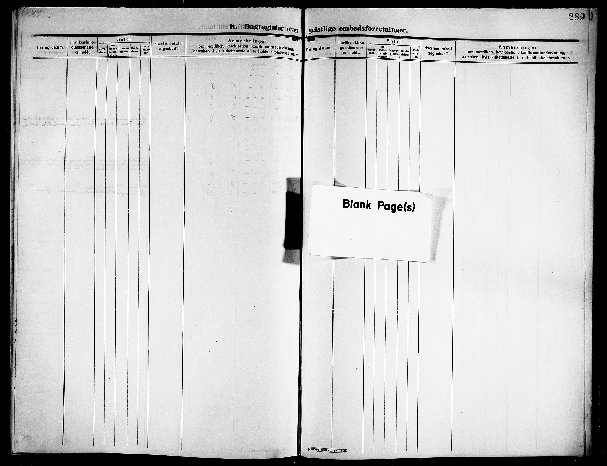 Ministerialprotokoller, klokkerbøker og fødselsregistre - Nordland, AV/SAT-A-1459/843/L0639: Parish register (copy) no. 843C08, 1908-1924, p. 289