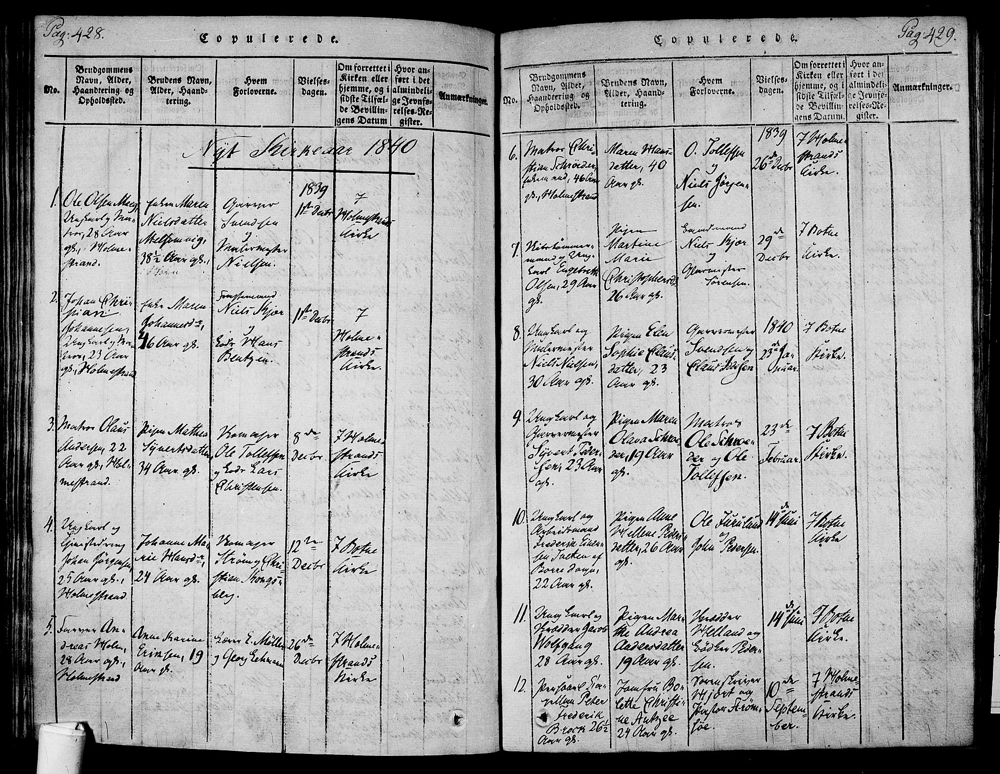Holmestrand kirkebøker, SAKO/A-346/F/Fa/L0001: Parish register (official) no. 1, 1814-1840, p. 428-429