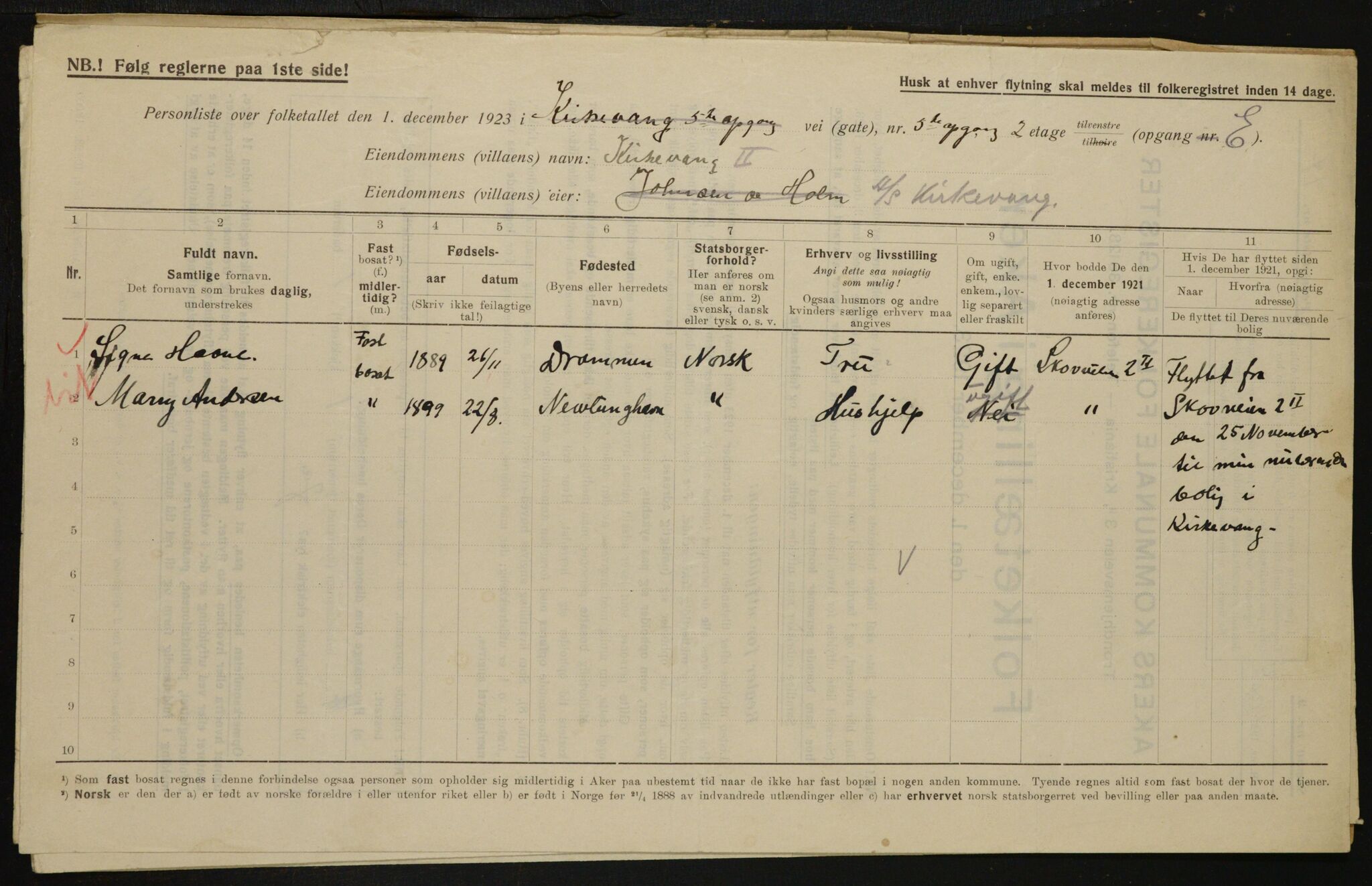 , Municipal Census 1923 for Aker, 1923, p. 12918