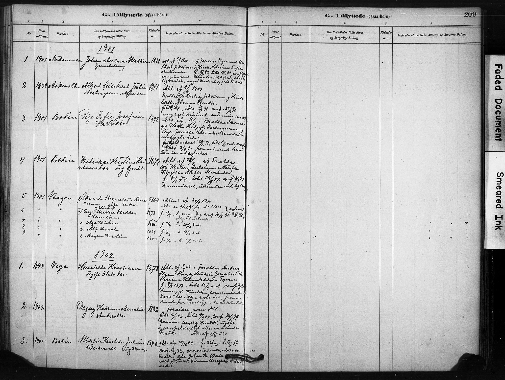 Ministerialprotokoller, klokkerbøker og fødselsregistre - Nordland, AV/SAT-A-1459/807/L0122: Parish register (official) no. 807A05, 1880-1902, p. 209