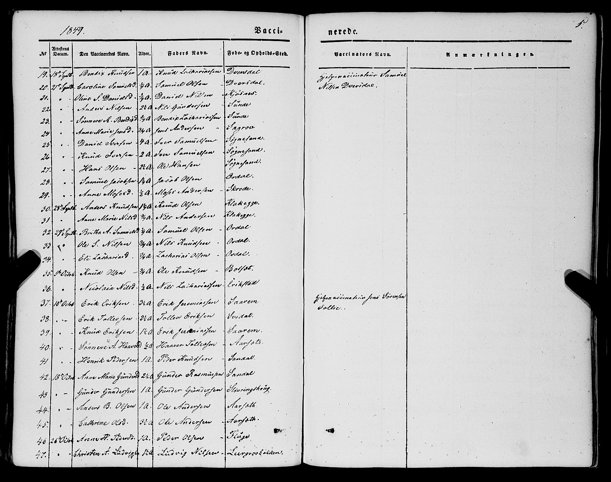 Jølster sokneprestembete, SAB/A-80701/H/Haa/Haaa/L0010: Parish register (official) no. A 10, 1847-1865, p. 5