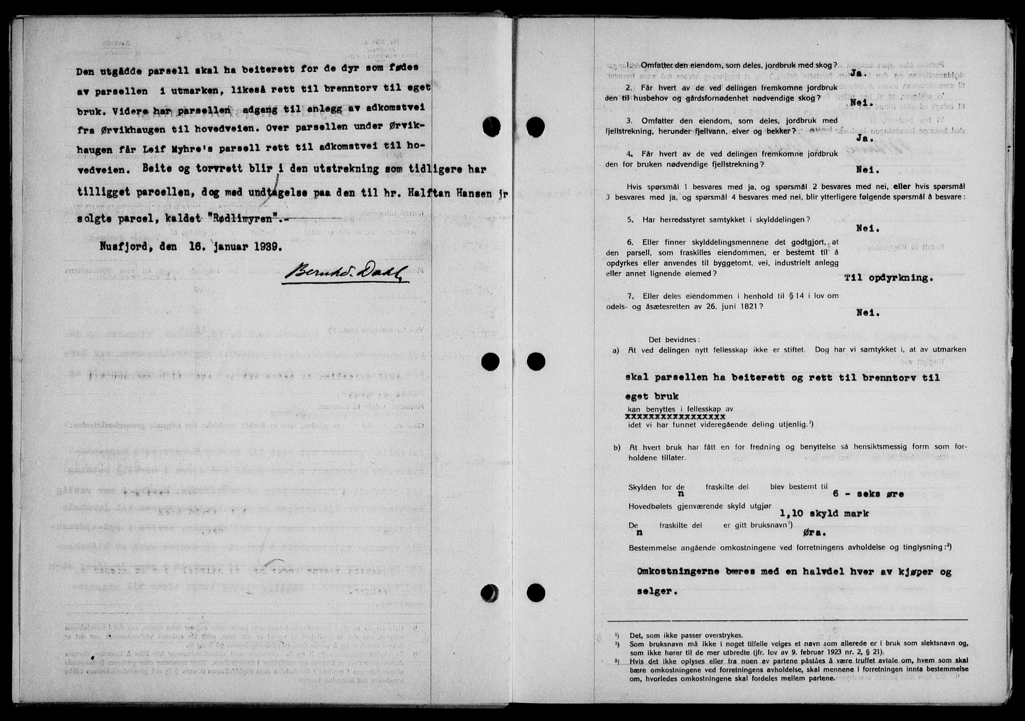 Lofoten sorenskriveri, SAT/A-0017/1/2/2C/L0005a: Mortgage book no. 5a, 1939-1939, Diary no: : 551/1939