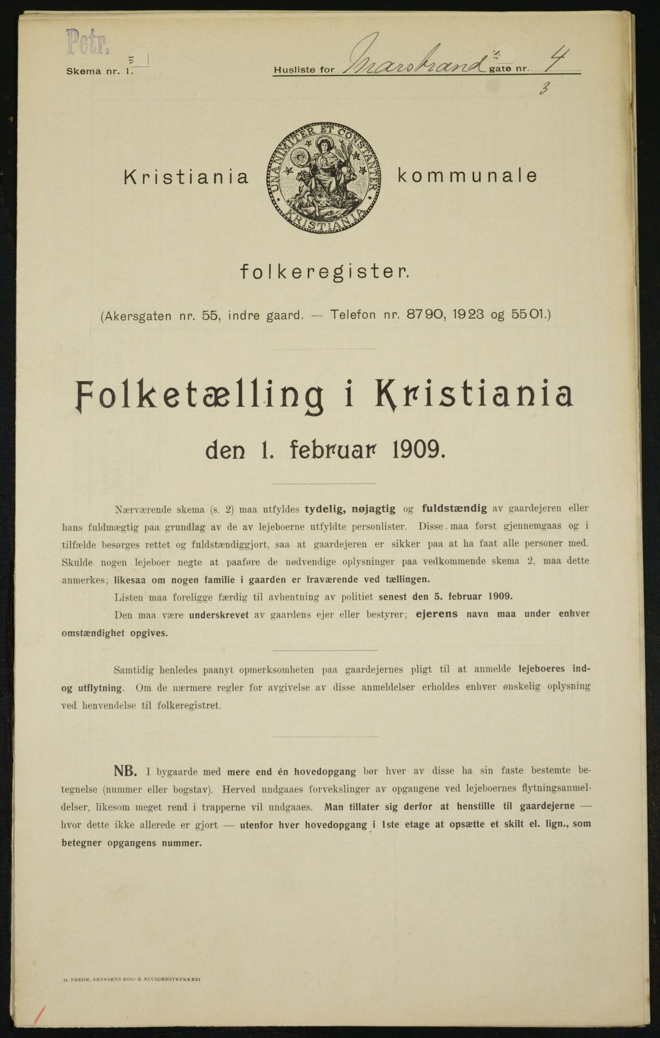 OBA, Municipal Census 1909 for Kristiania, 1909, p. 58699