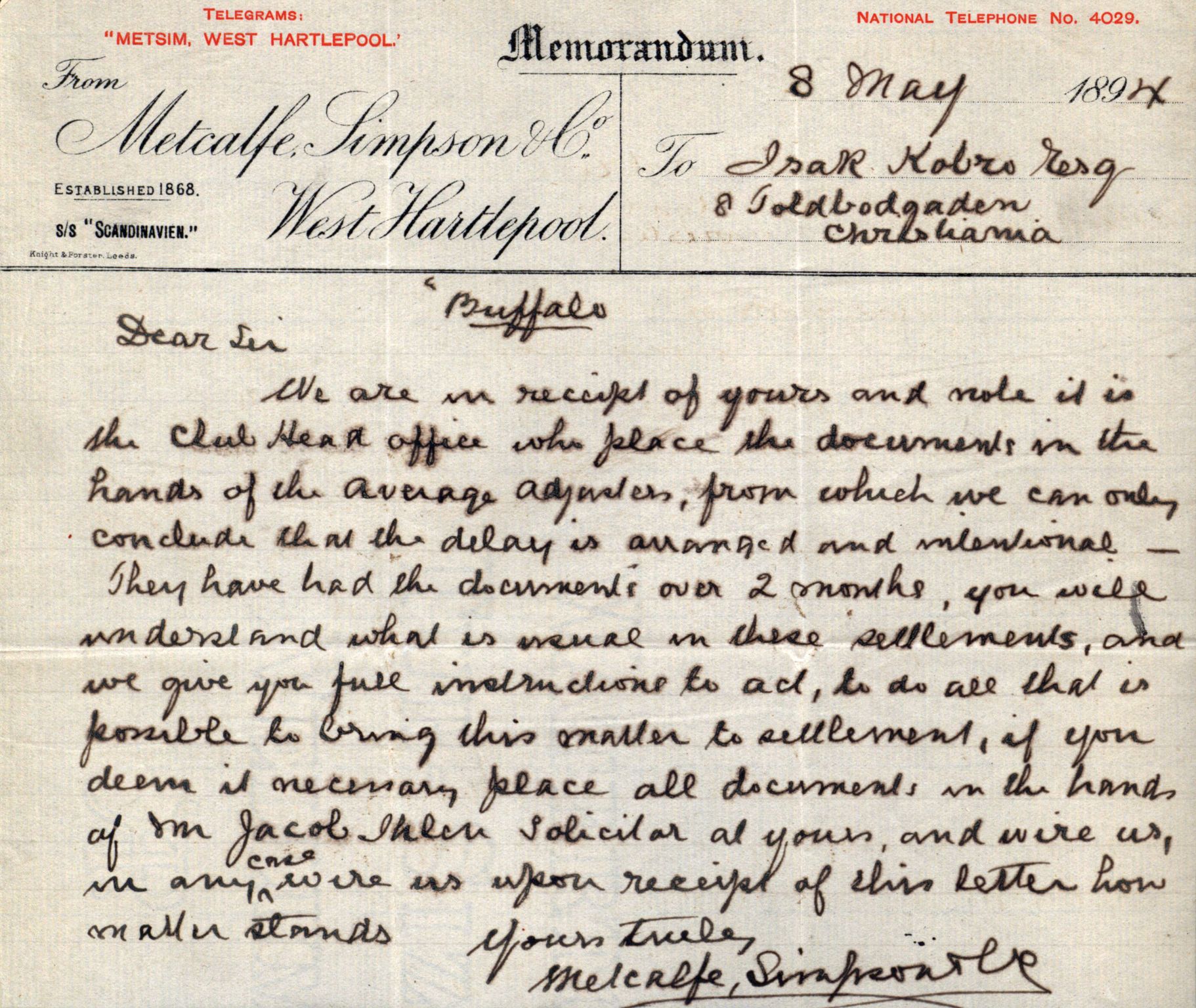 Pa 63 - Østlandske skibsassuranceforening, VEMU/A-1079/G/Ga/L0029/0009: Havaridokumenter / Anette, Agathe, Agra, Buffalo, 1893, p. 49