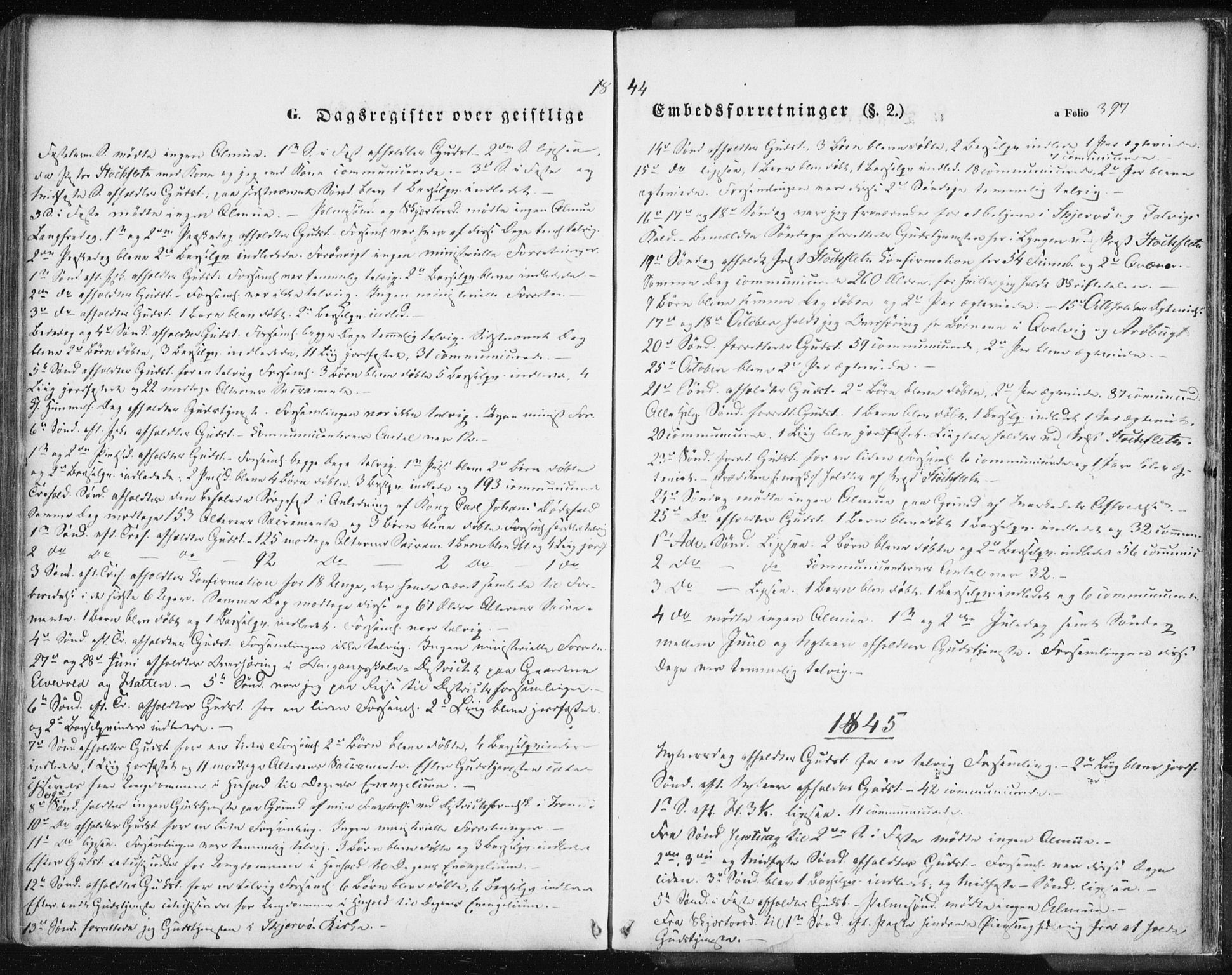 Lyngen sokneprestembete, SATØ/S-1289/H/He/Hea/L0004kirke: Parish register (official) no. 4, 1839-1858, p. 397