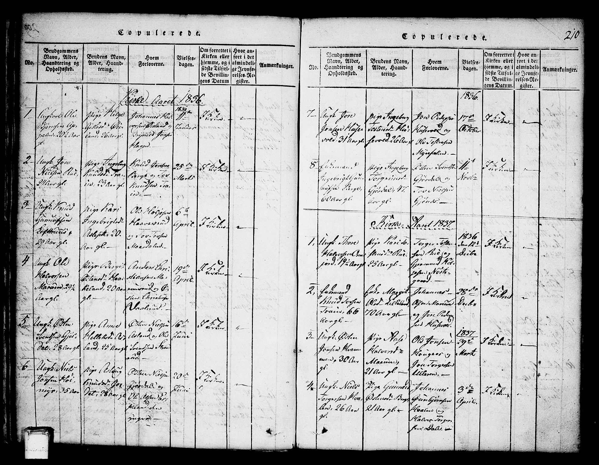 Tinn kirkebøker, AV/SAKO-A-308/G/Ga/L0001: Parish register (copy) no. I 1, 1815-1850, p. 210