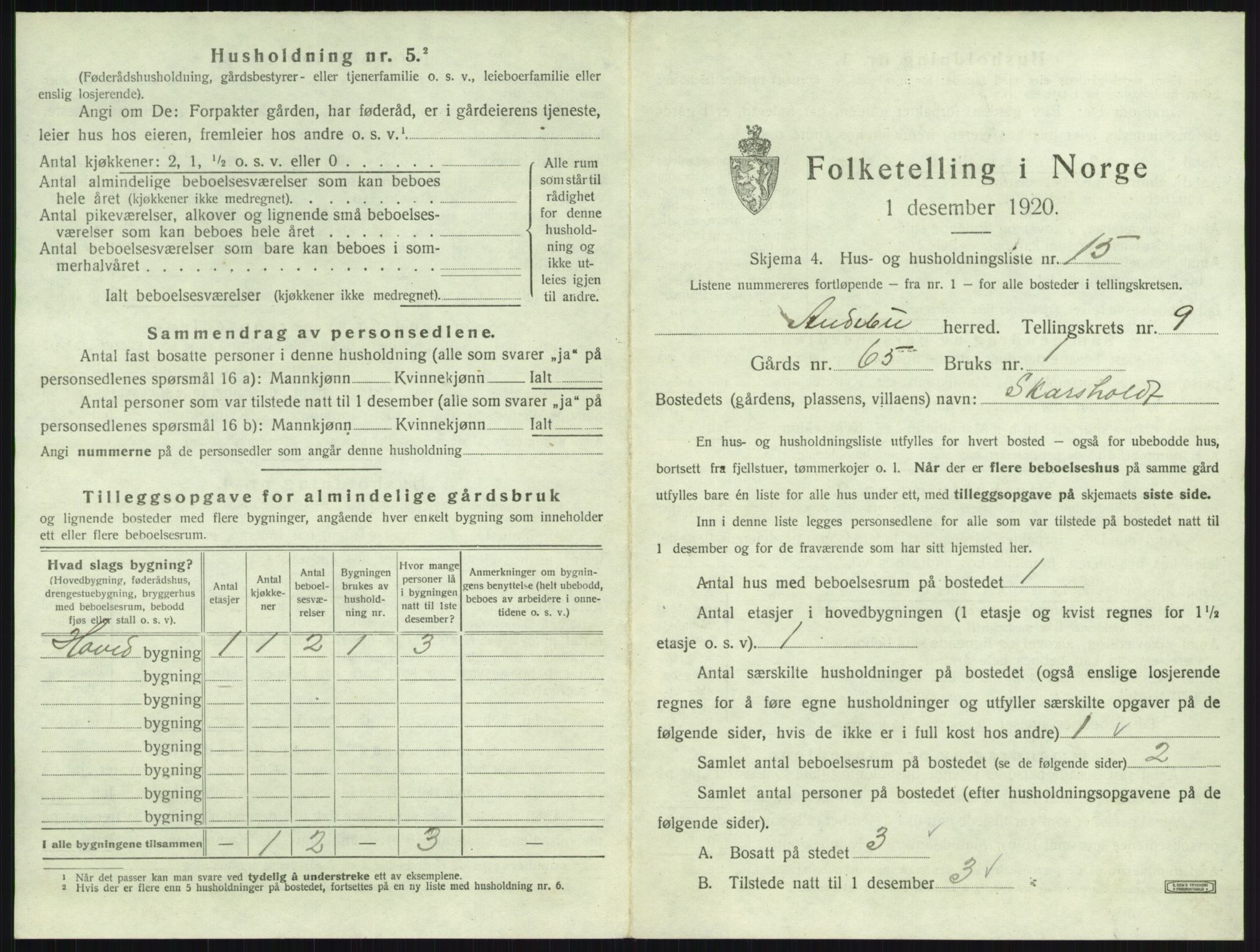 SAKO, 1920 census for Andebu, 1920, p. 559